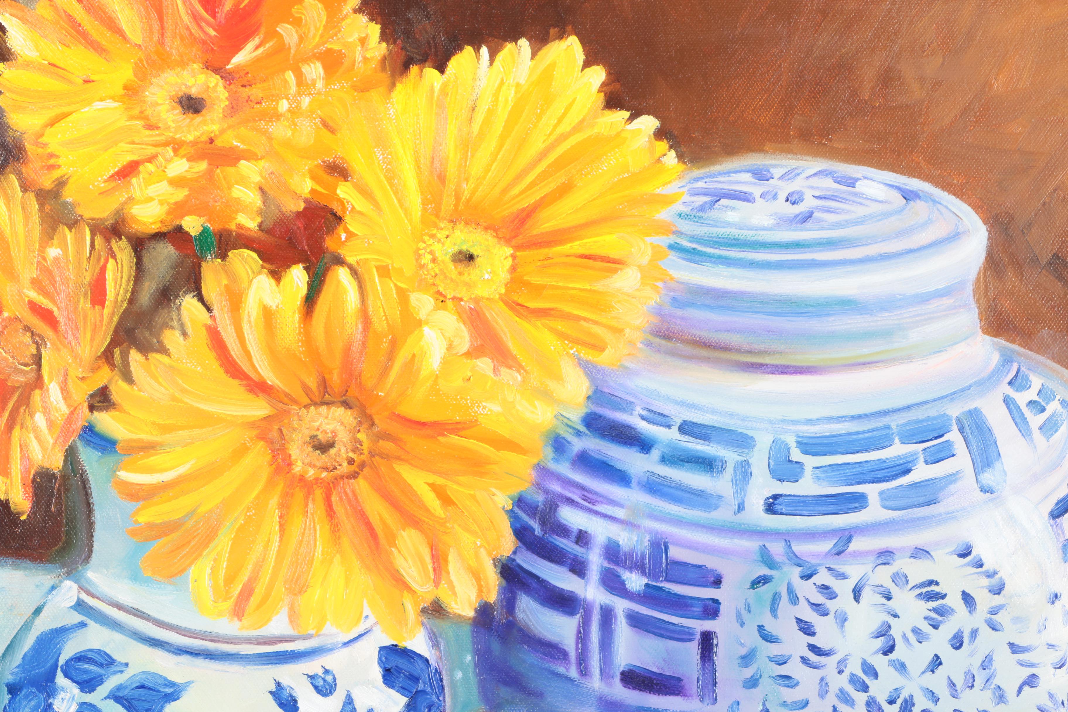 Christine Youngbluth Still Life Oil on Canvas "Fruit and Flowers"