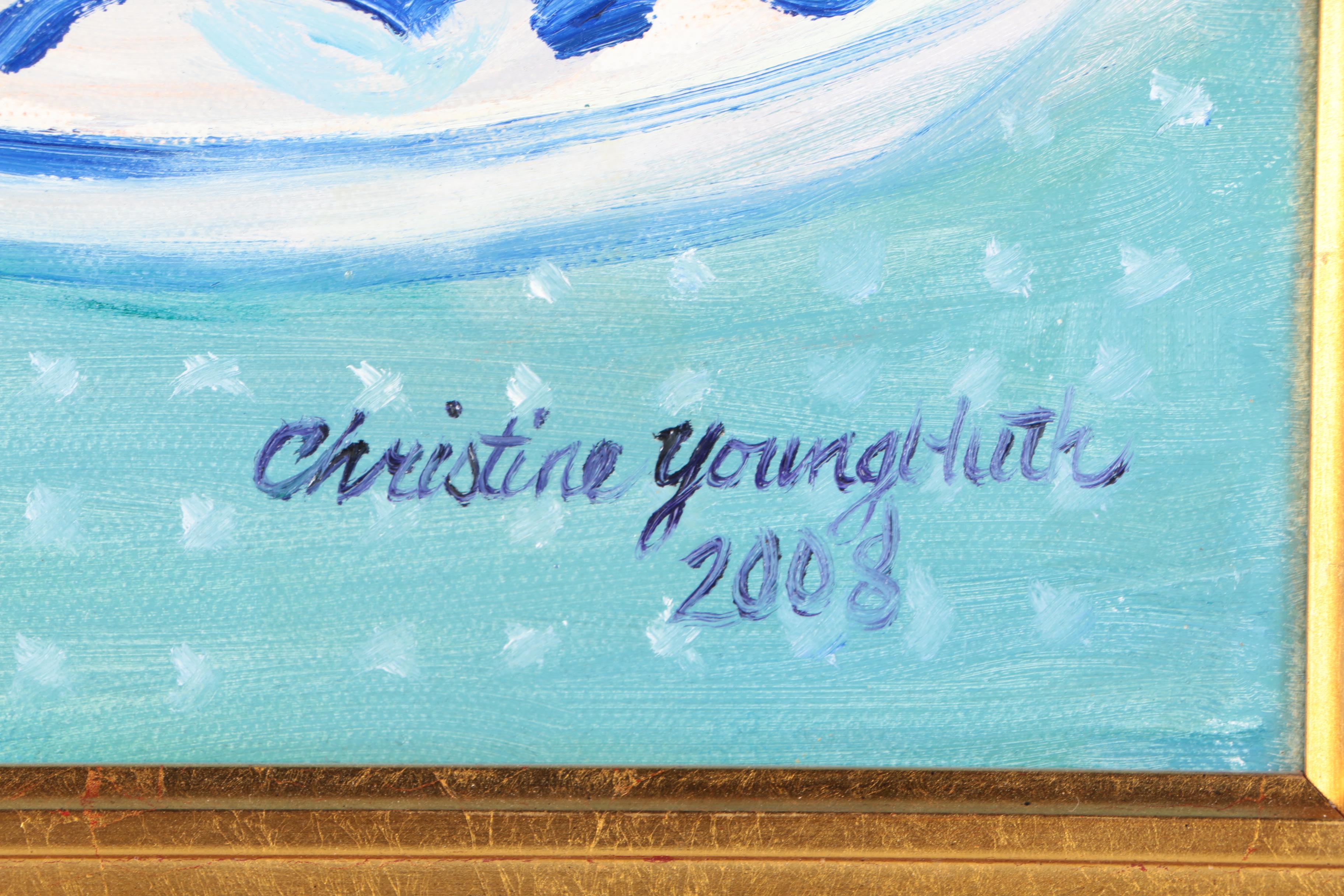 Christine Youngbluth Still Life Oil on Canvas "Fruit and Flowers"