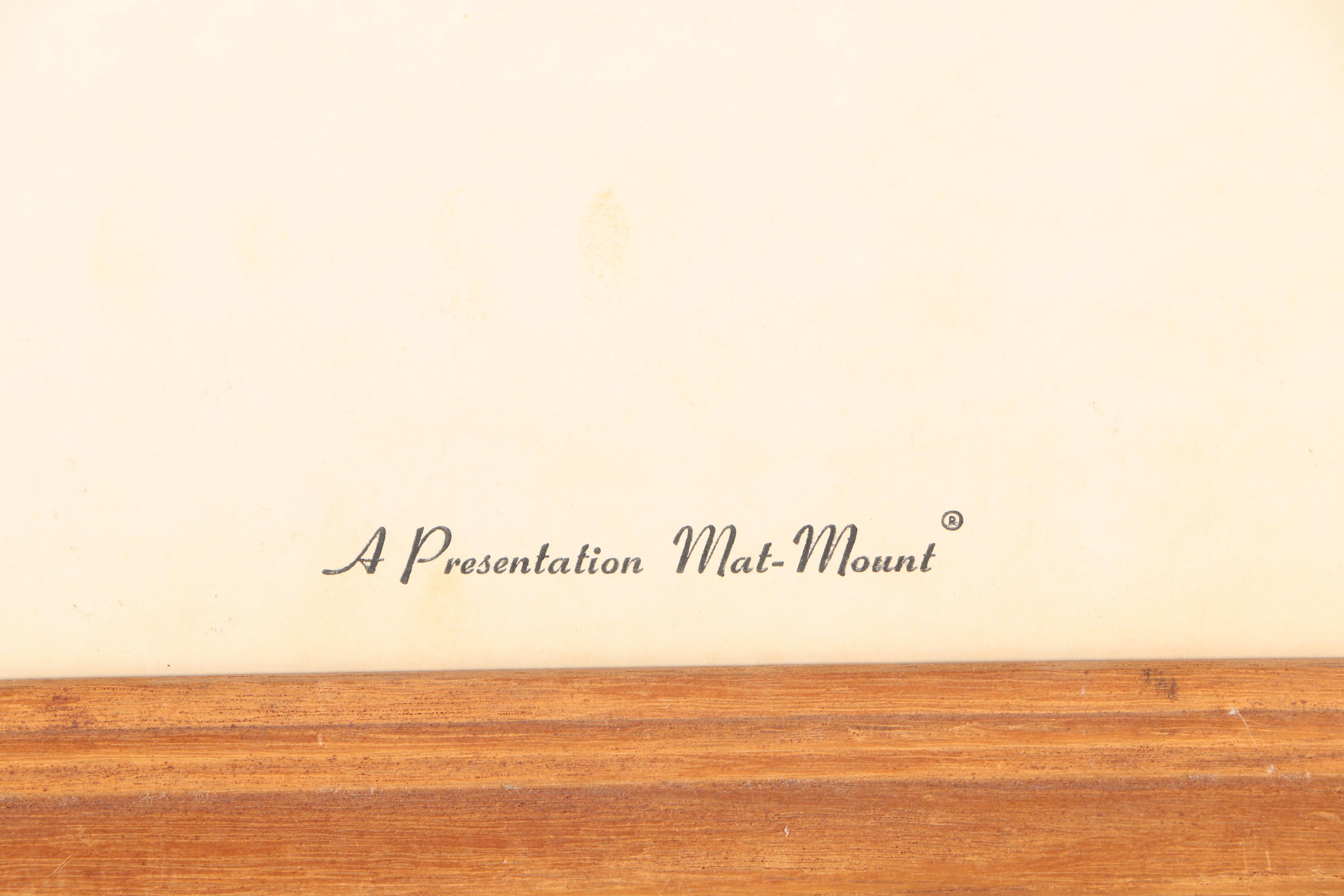 Framed Hand-Embellished Lithograph of Man and Tree