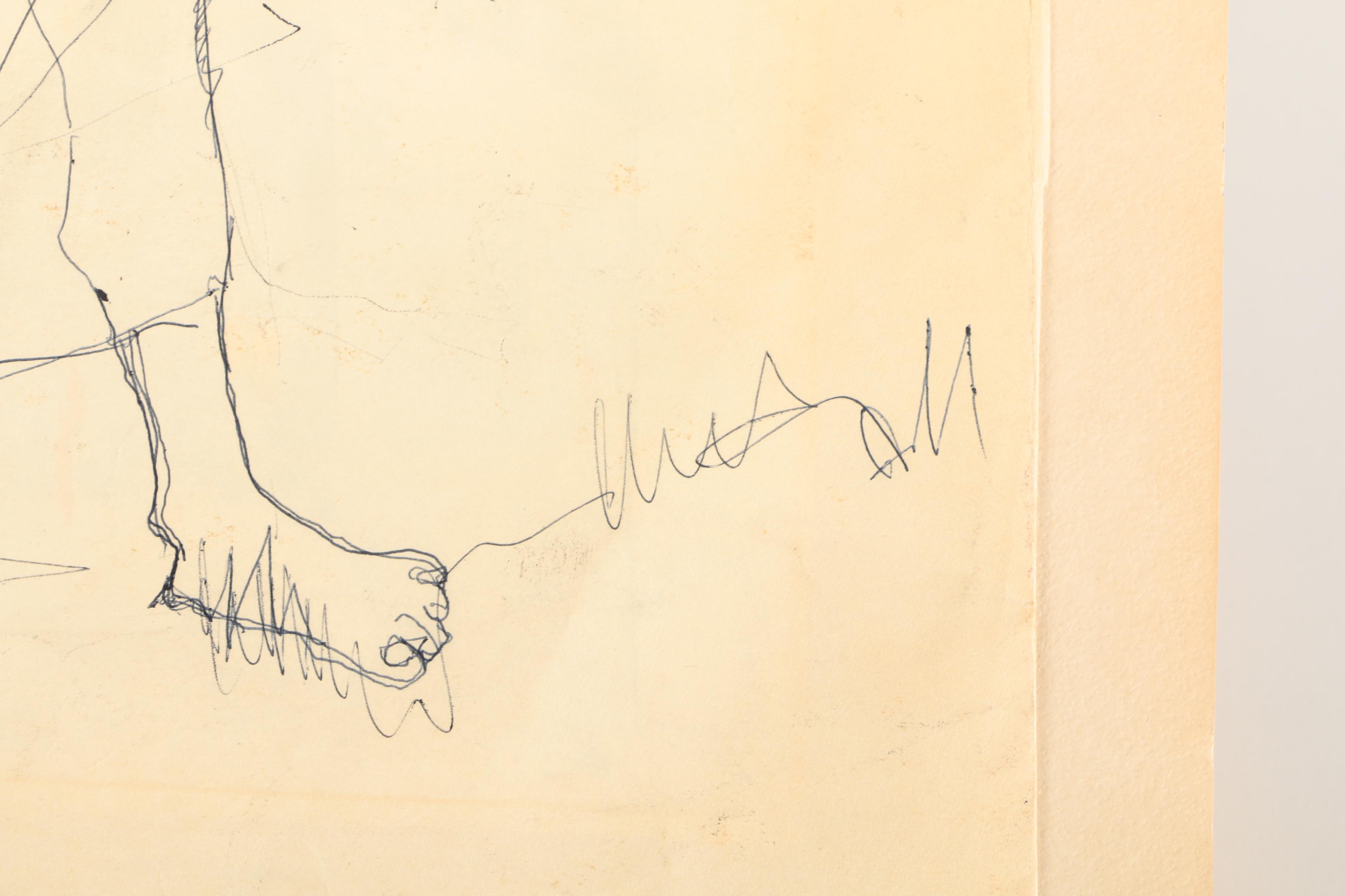 Framed Hand-Embellished Lithograph of Man and Tree