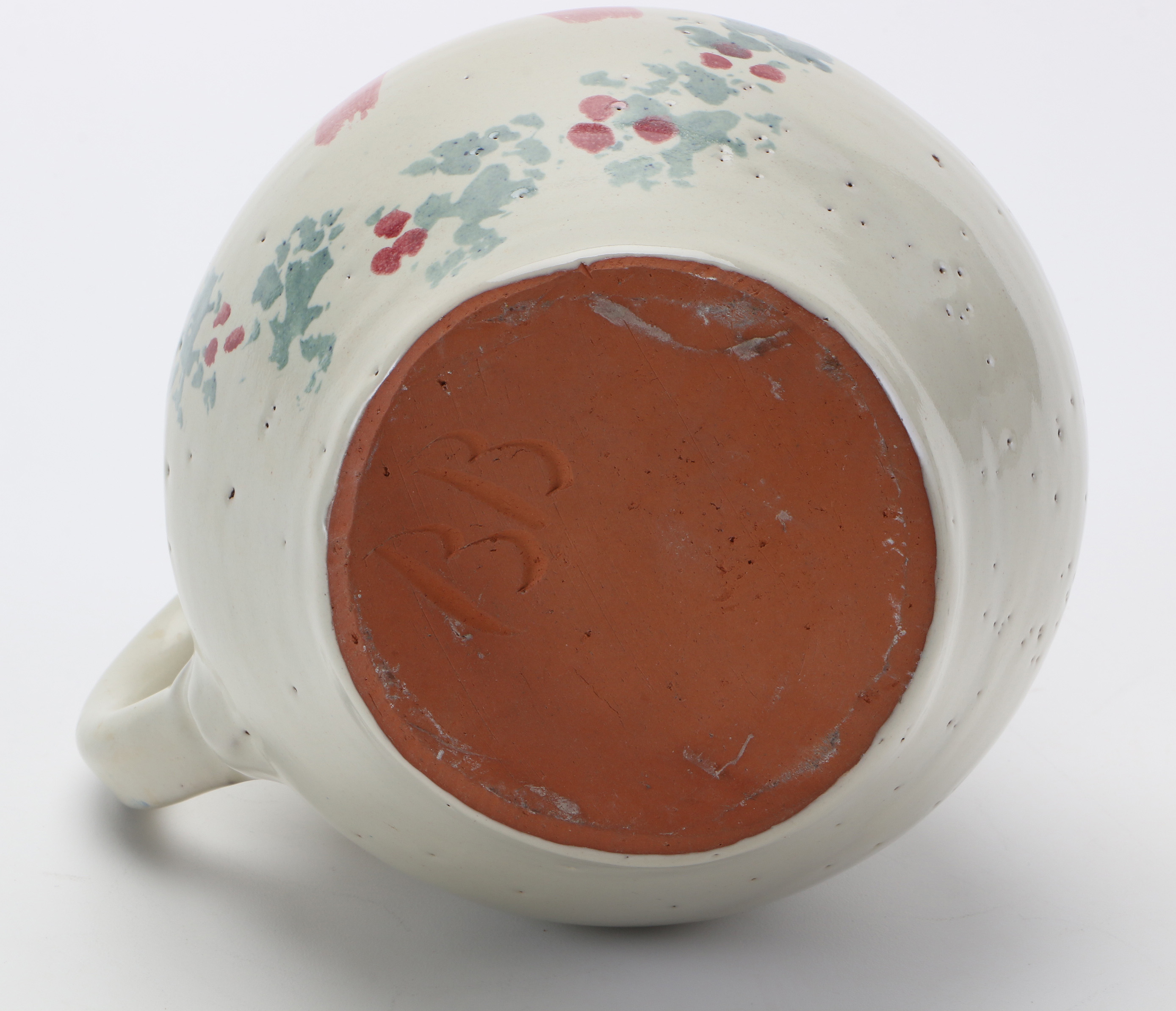 Hand Thrown Pottery Pitcher With Christmas Wreath