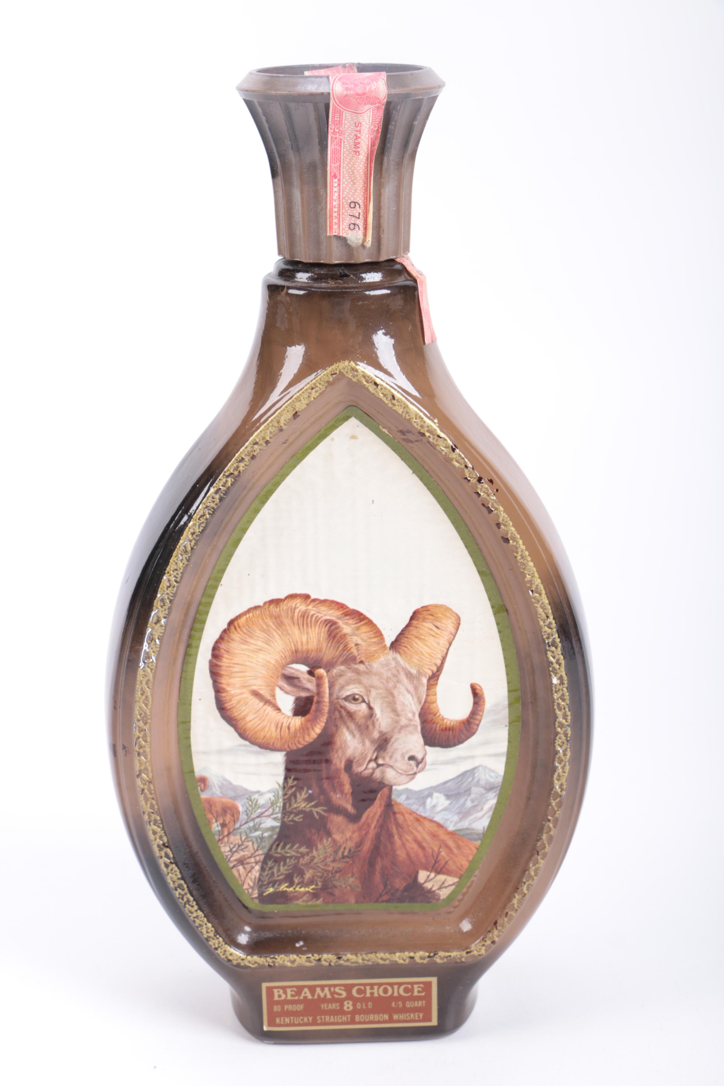 Group of Decorative Glass Liquor Bottles Including Beams Choice