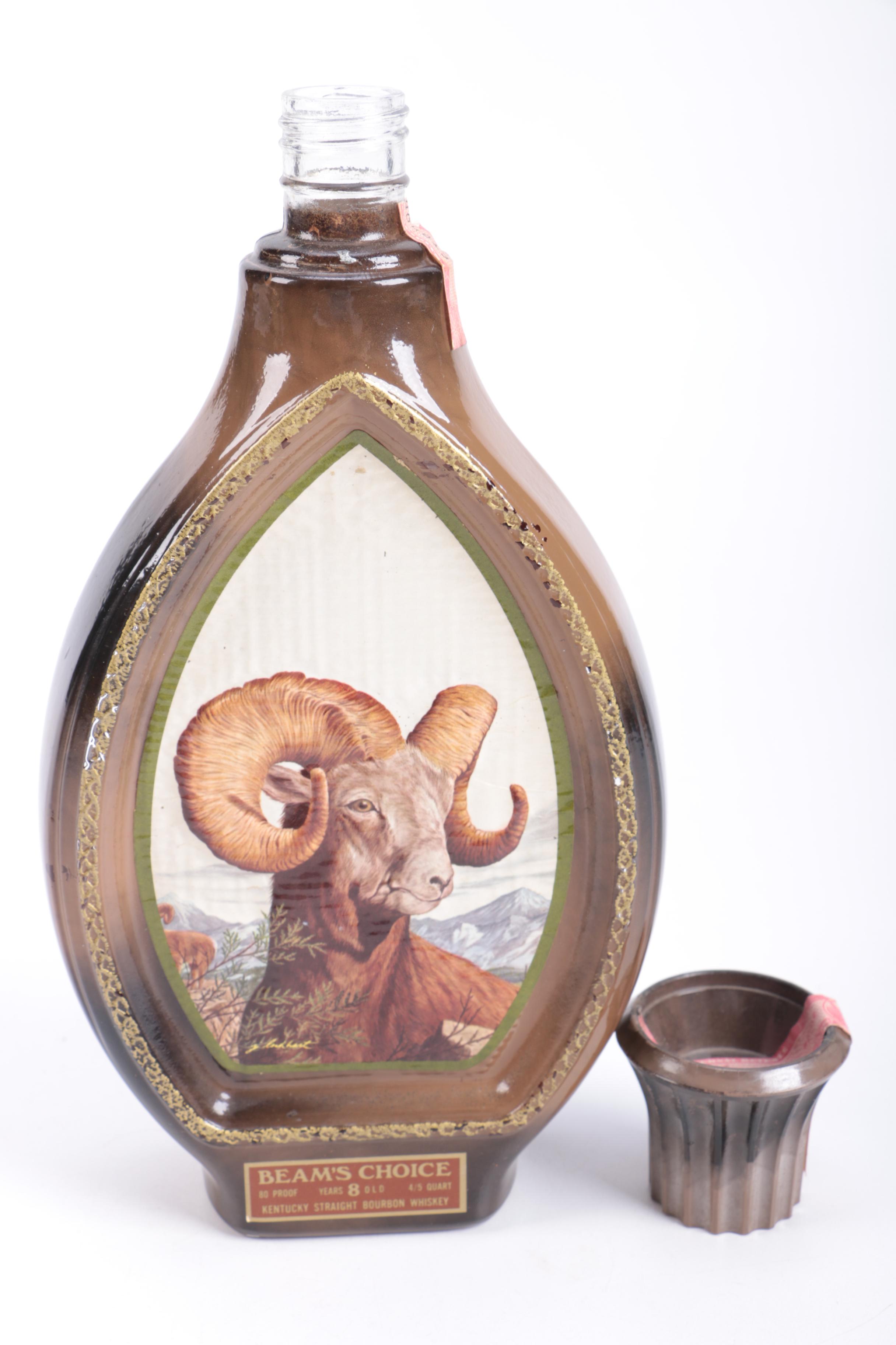 Group of Decorative Glass Liquor Bottles Including Beams Choice