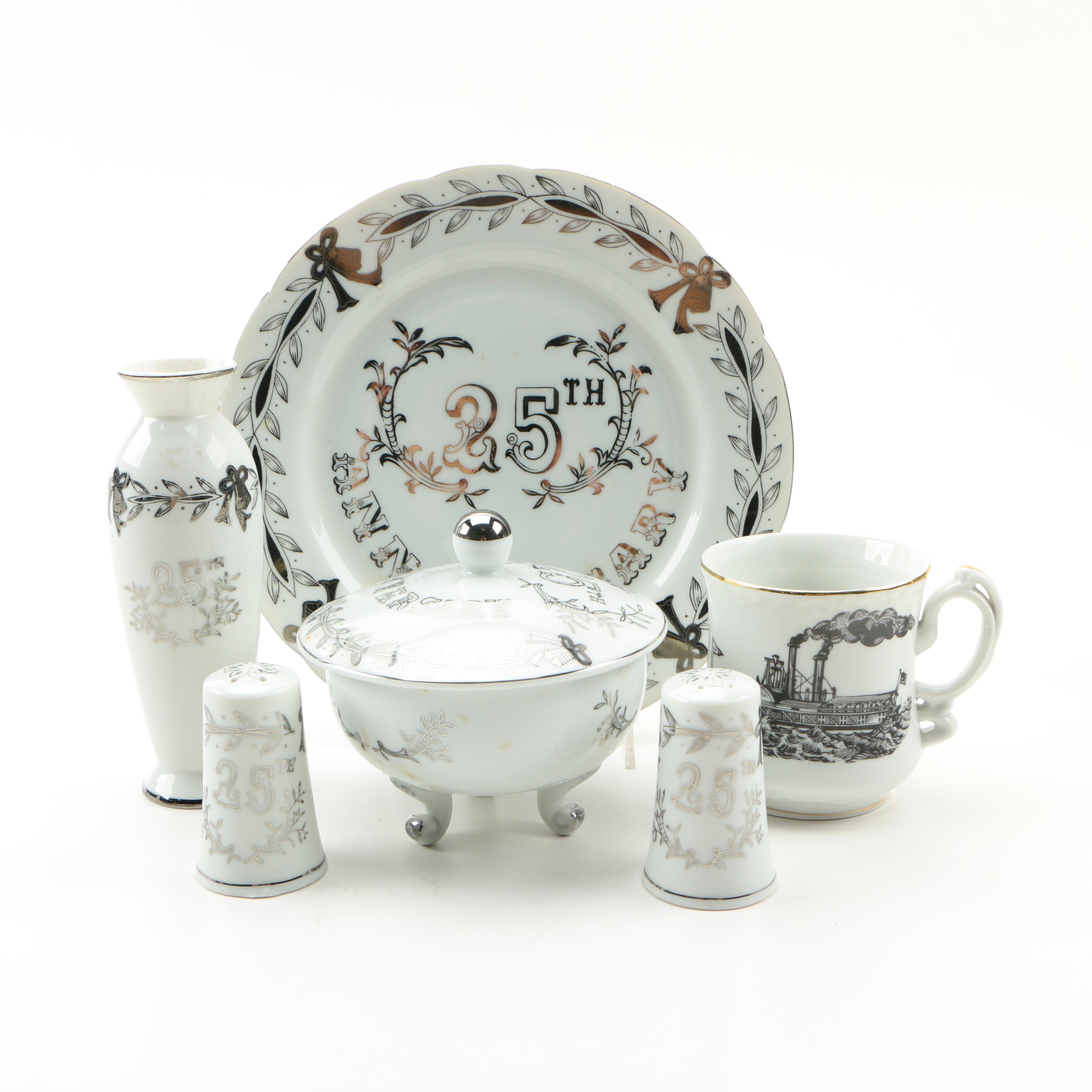 Lefton China 25th Anniversary Porcelain Serveware
