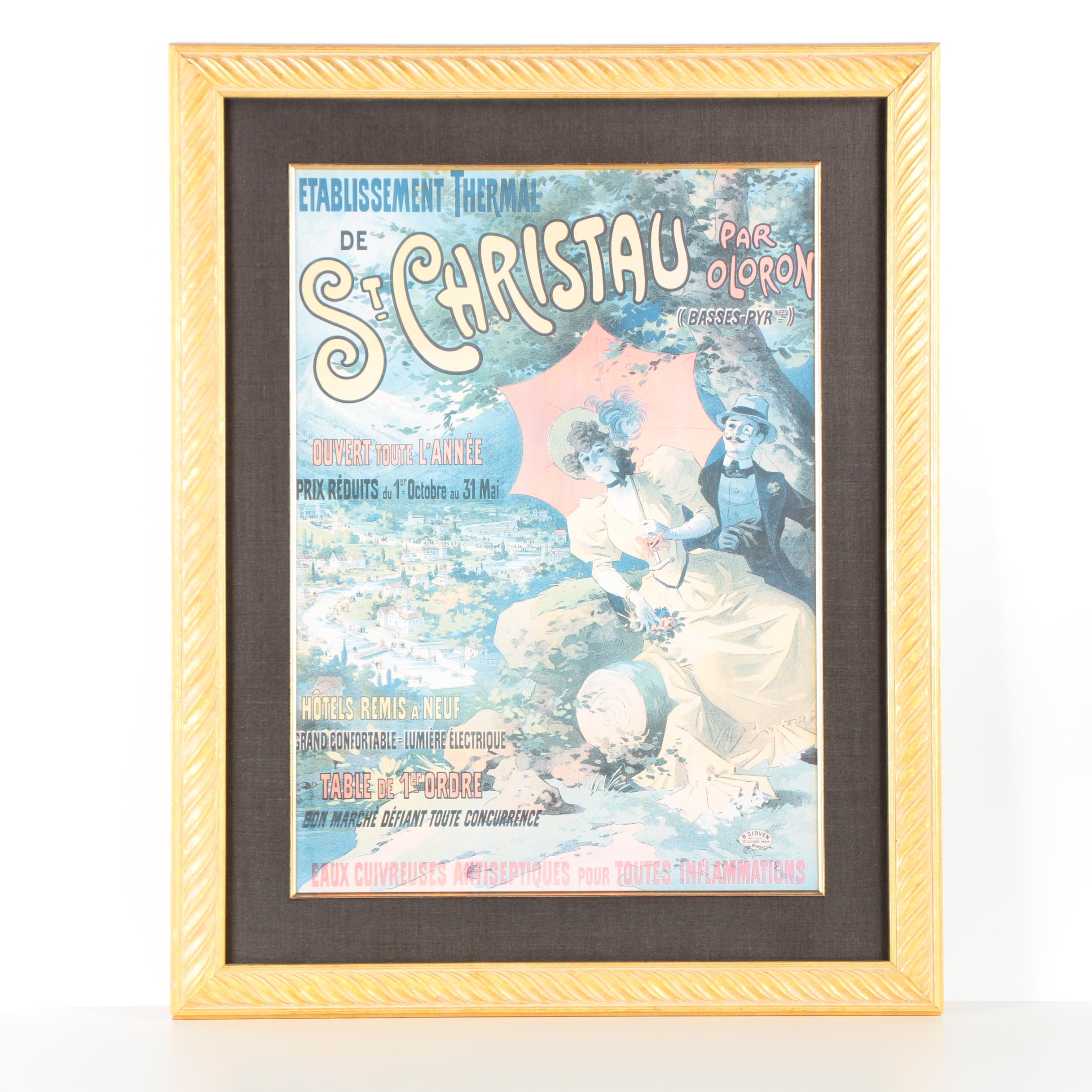 Offset Lithograph After Bernard Sirven's Lithograph "Etablissement Thermal de St. Christau"