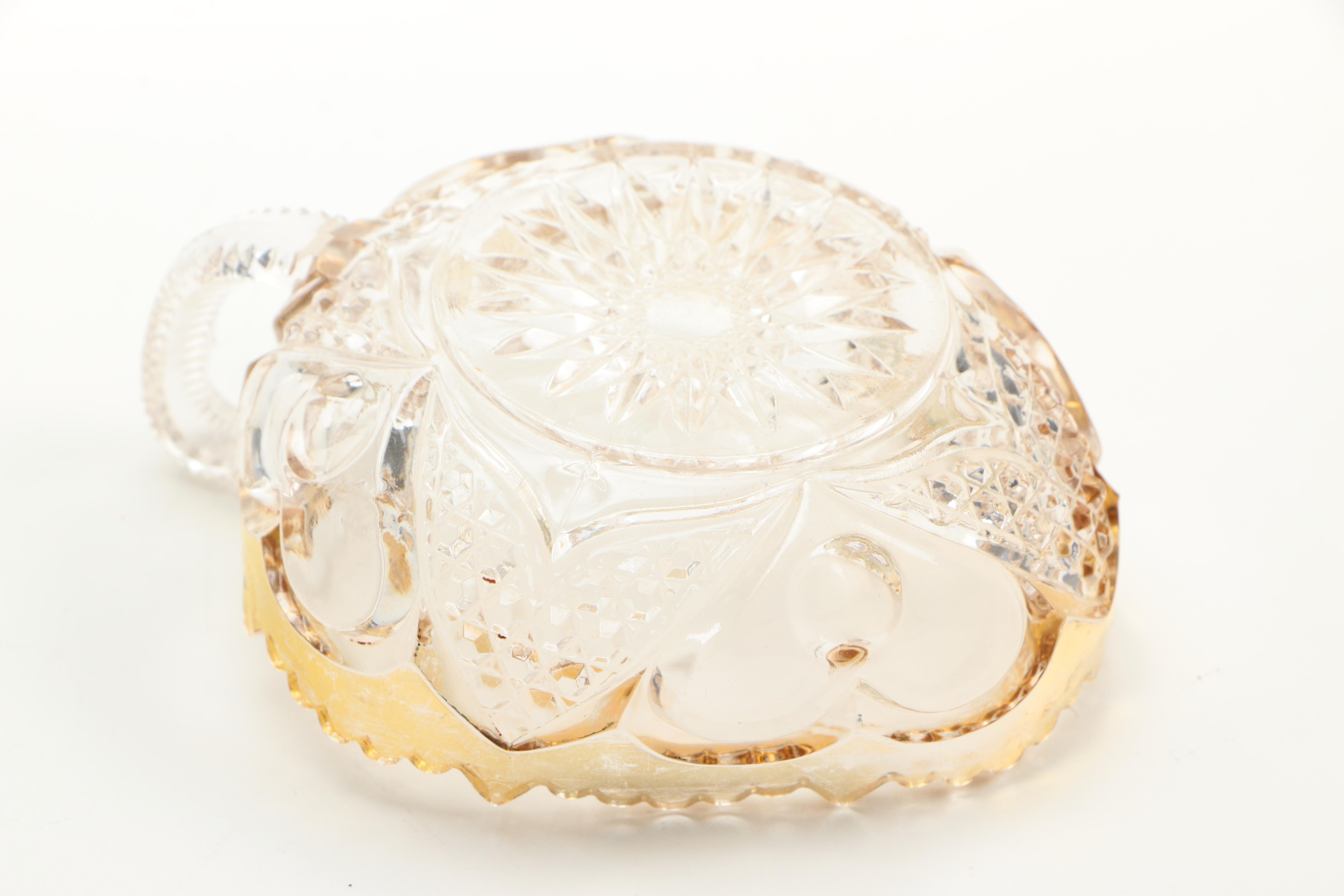 Patterned Glass Pitcher and Tray Set