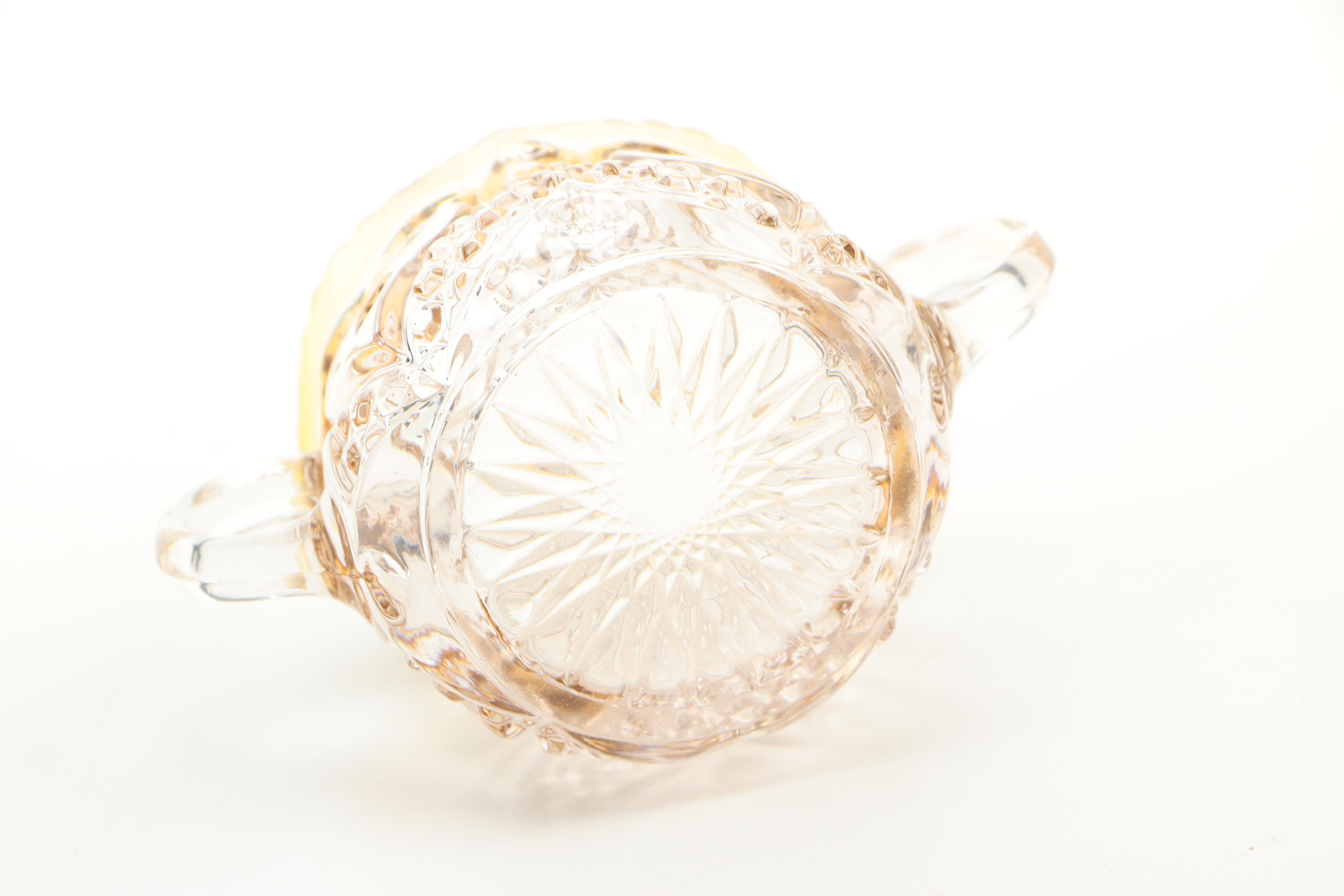 Patterned Glass Pitcher and Tray Set