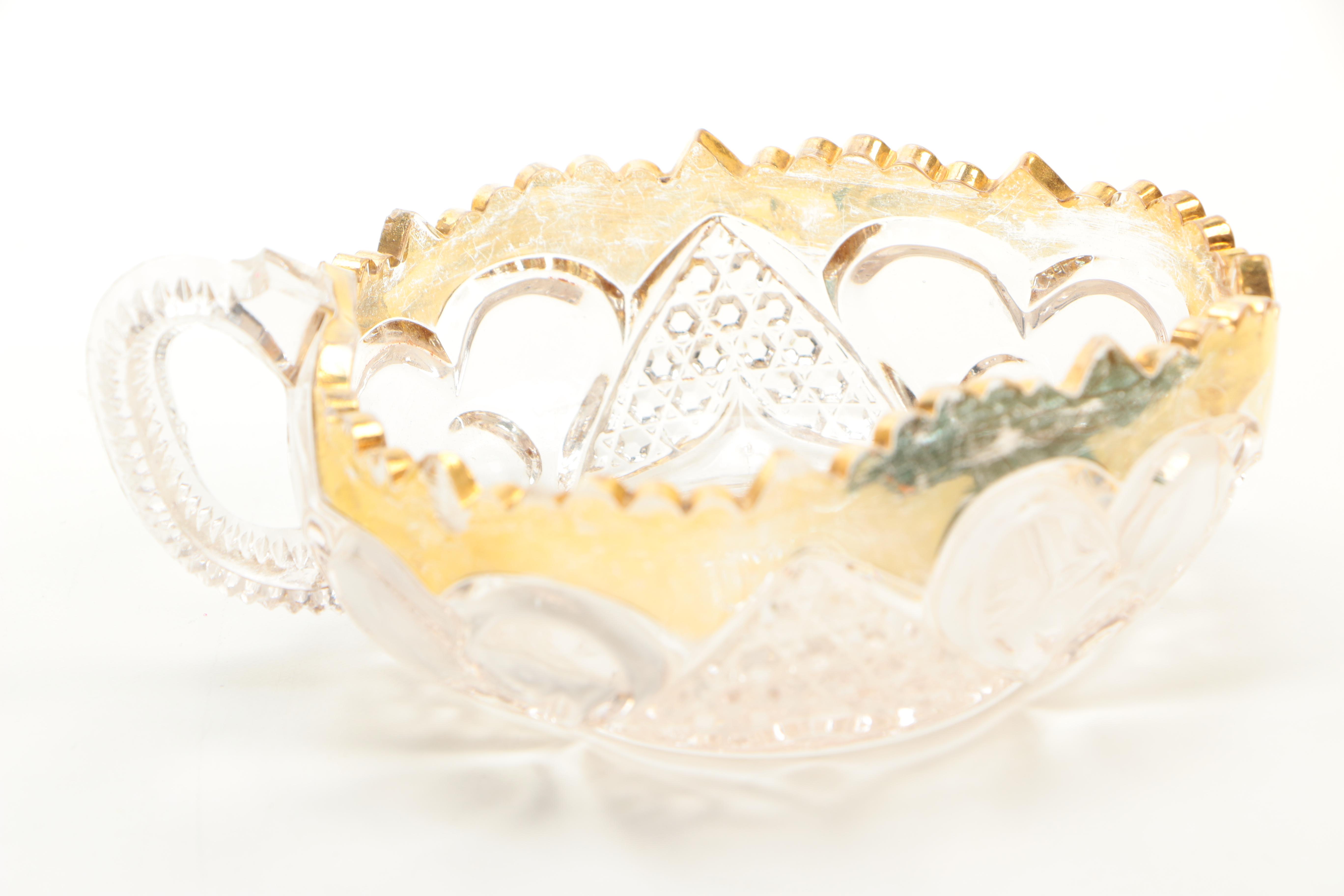 Patterned Glass Pitcher and Tray Set