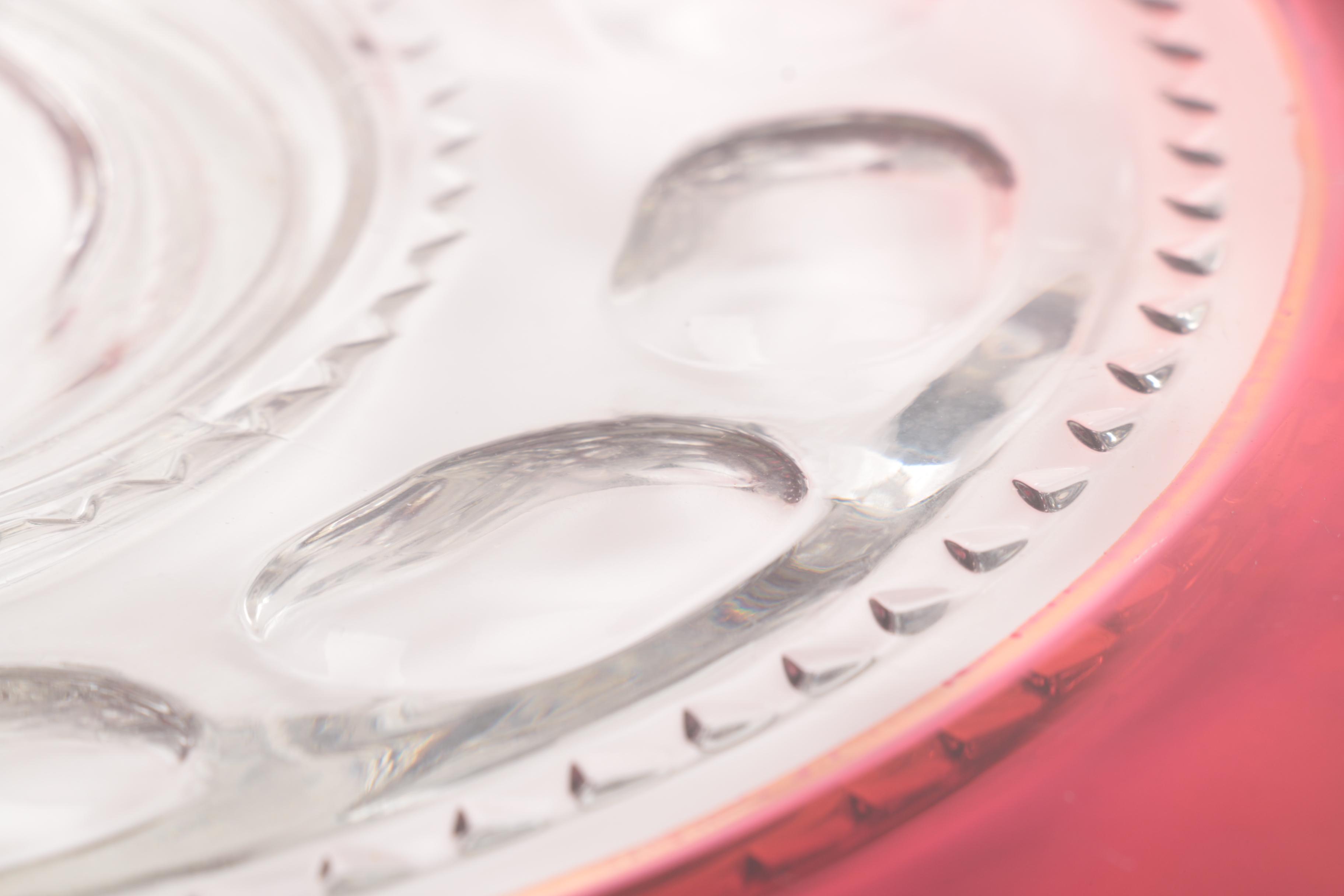 US Glass "King's Crown Ruby Flash" Condiment Bowl and Saucer