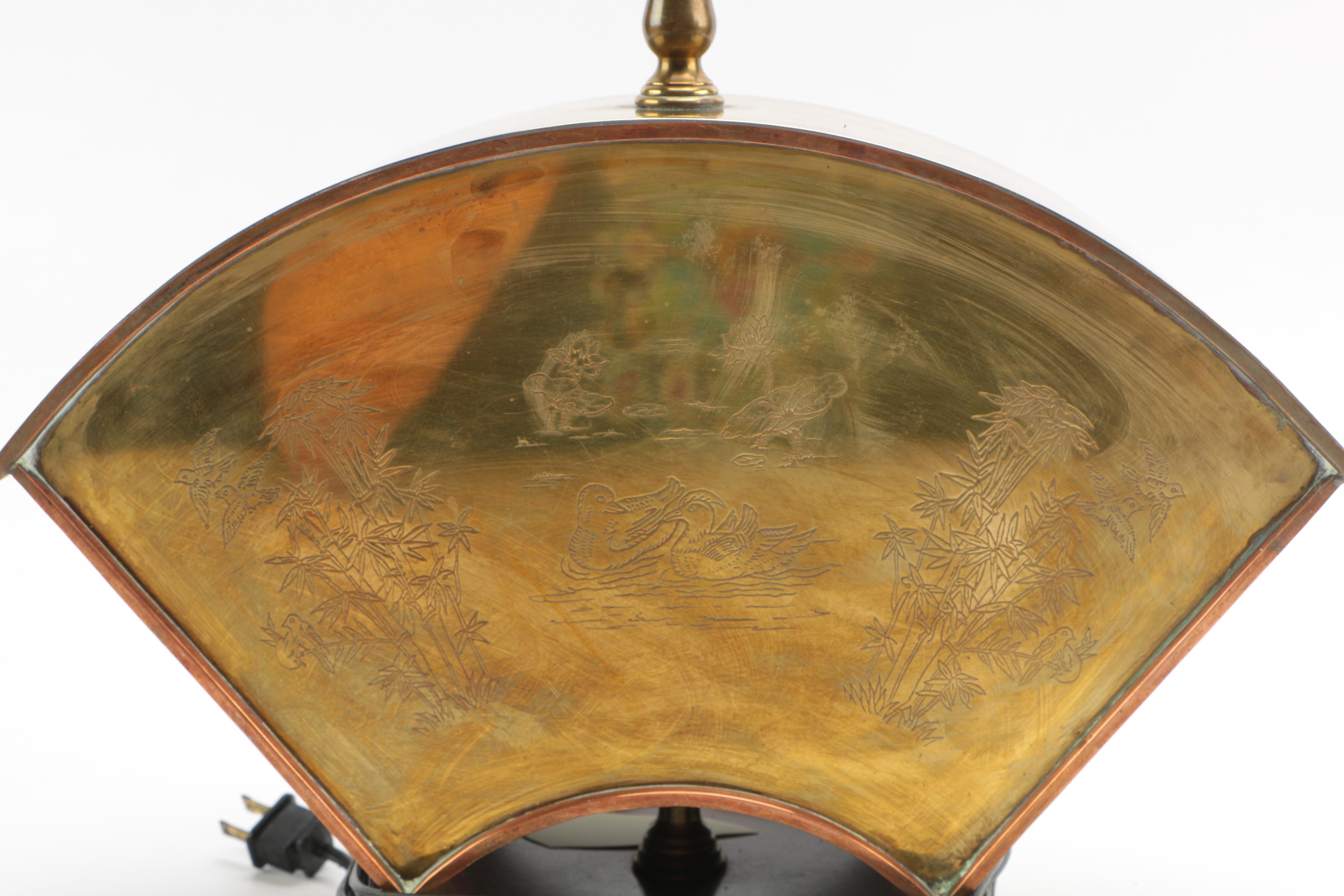 Brass Table Lamp With Wooden Base