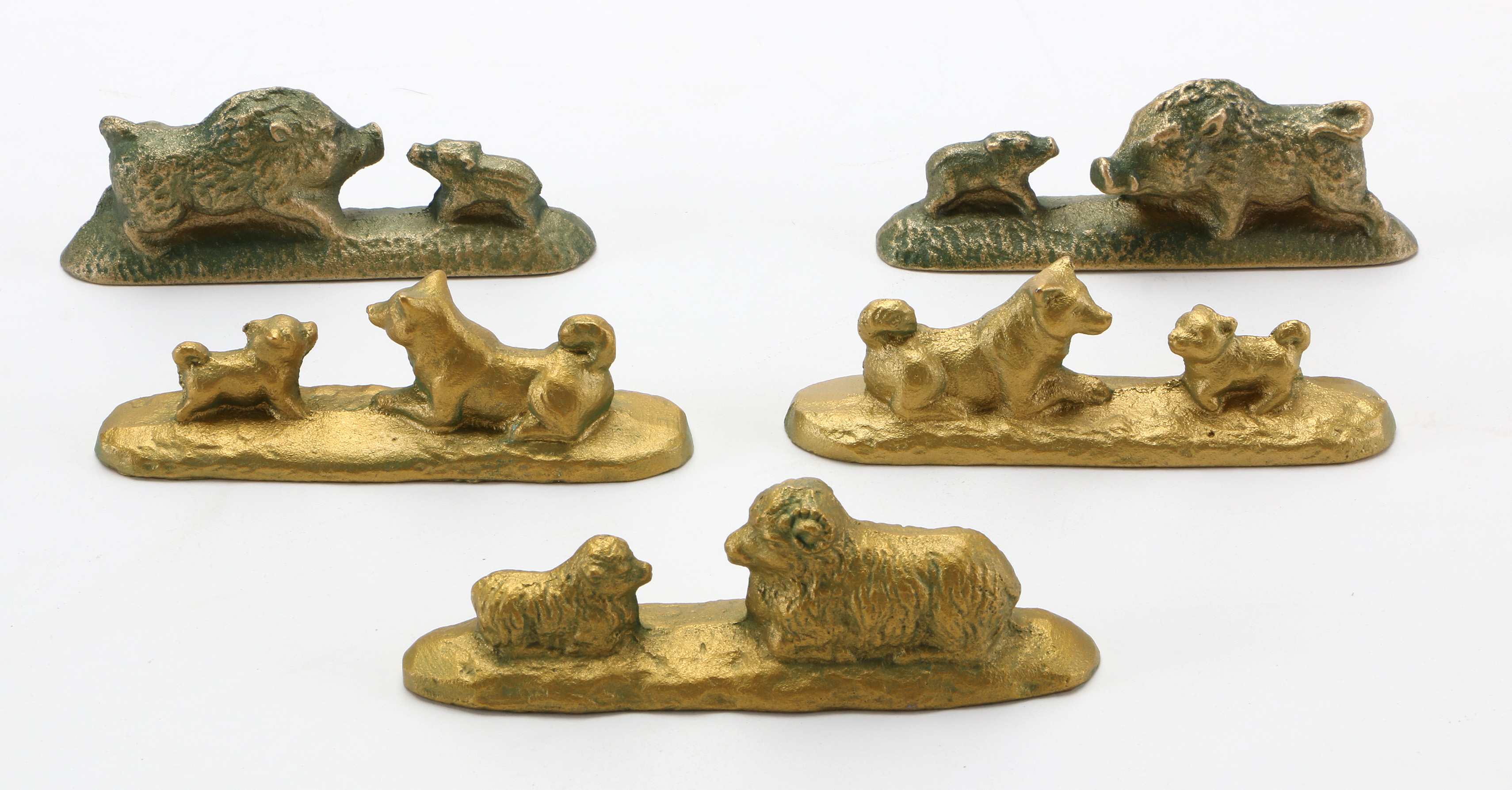 Brass Child and Parent Animal Statues