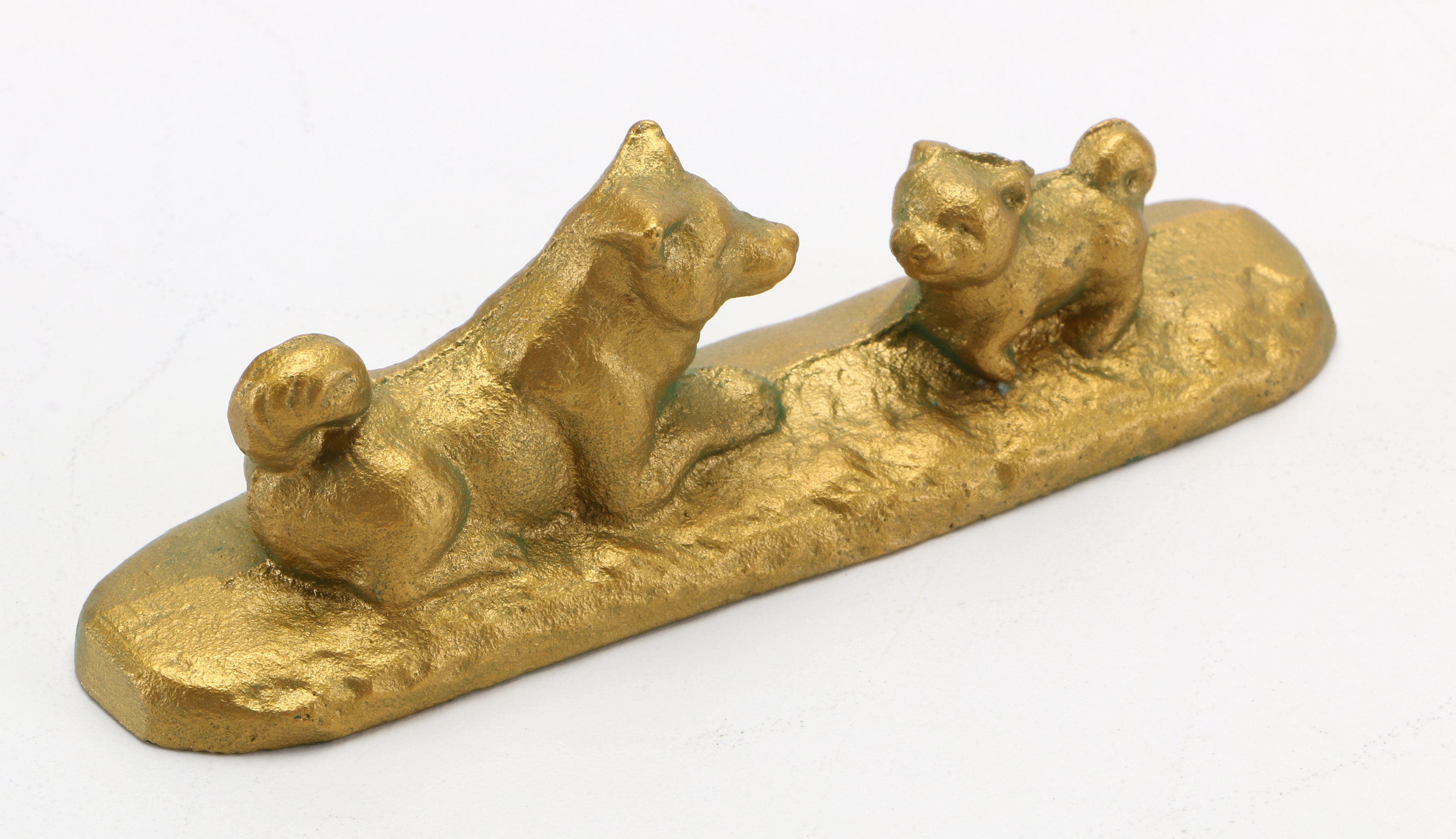 Brass Child and Parent Animal Statues