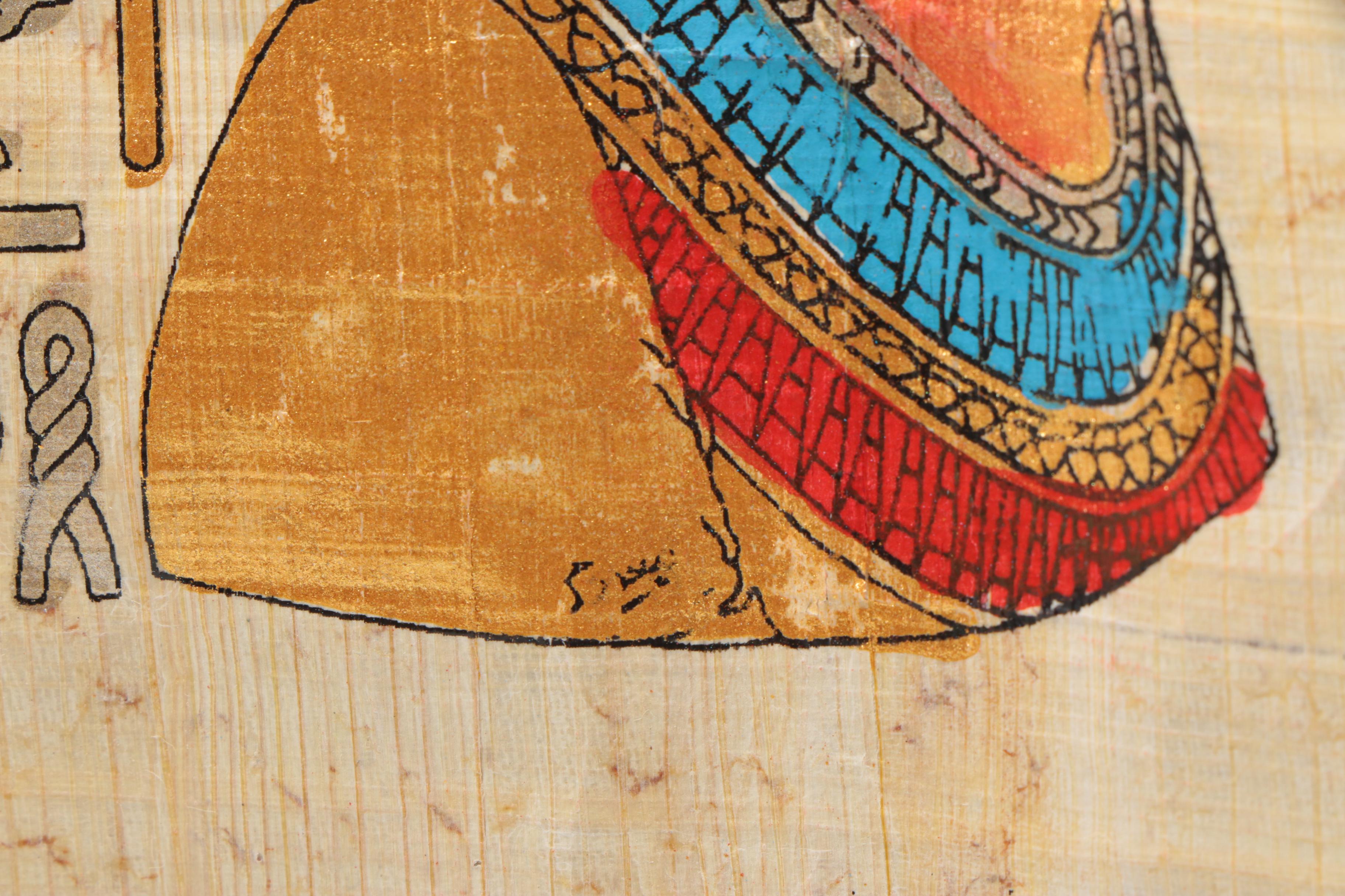 Egyptian Style Gouache Painting of Nefertiti