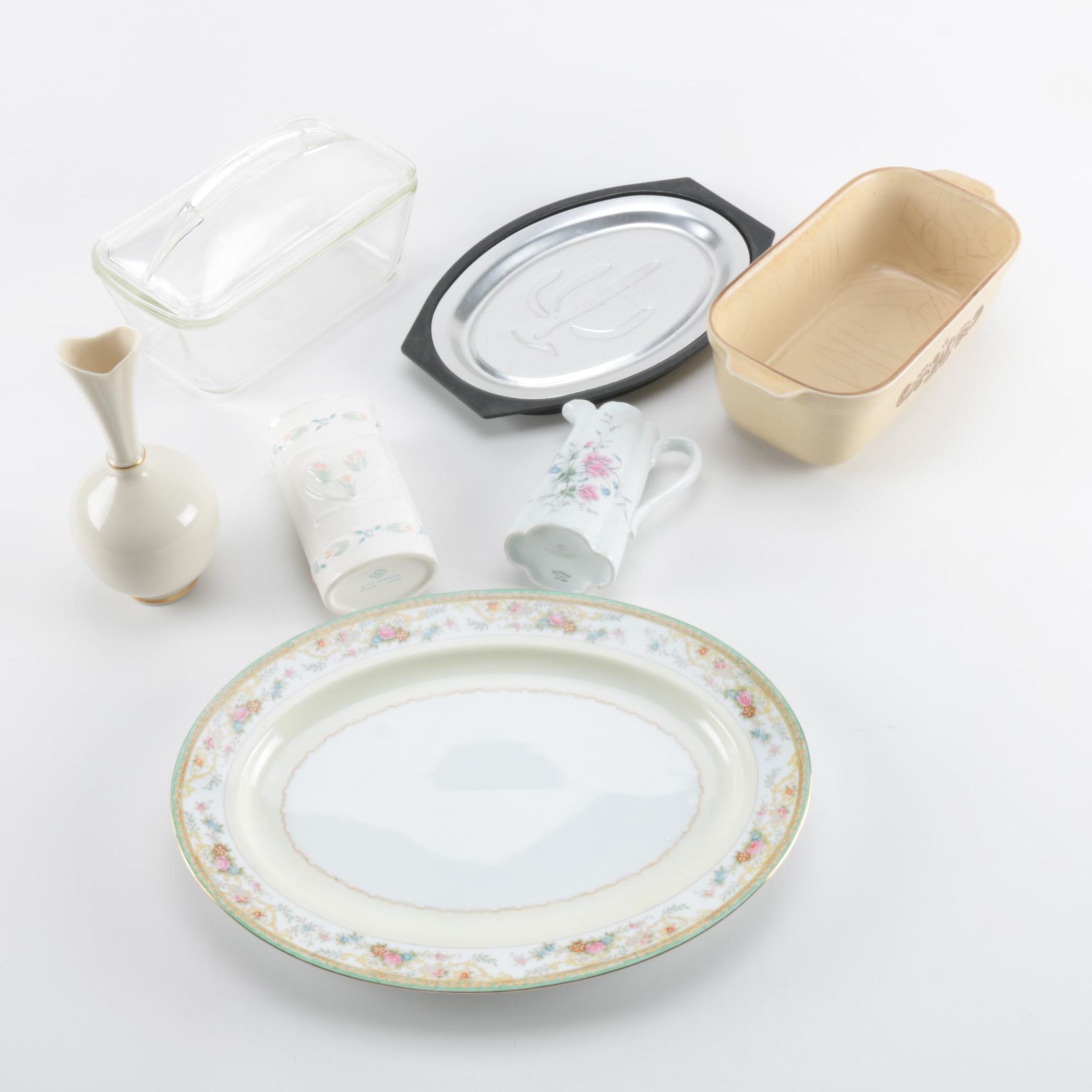 Serving Pieces Including Haviland Limoges and a Lenox Vase