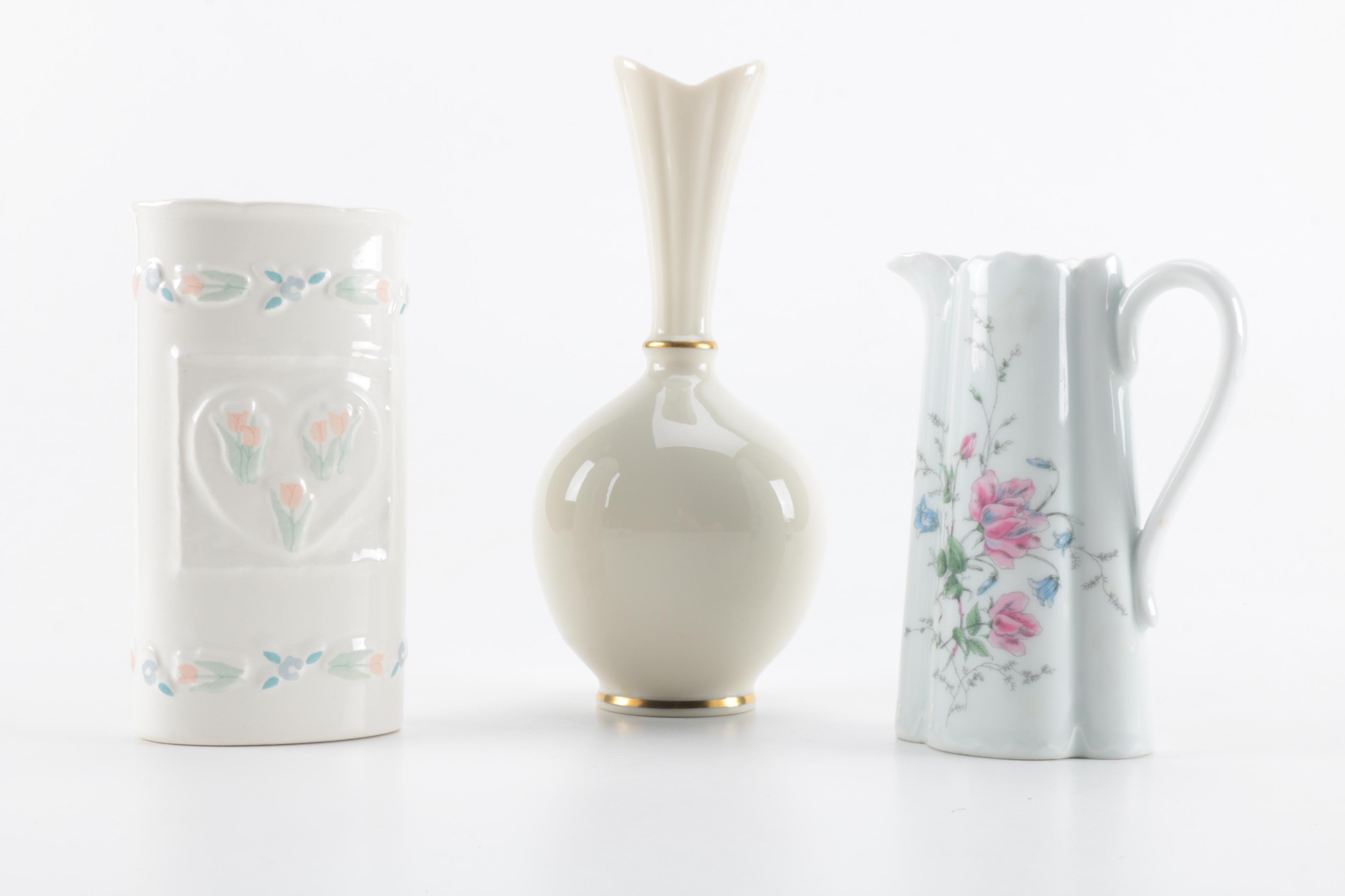 Serving Pieces Including Haviland Limoges and a Lenox Vase