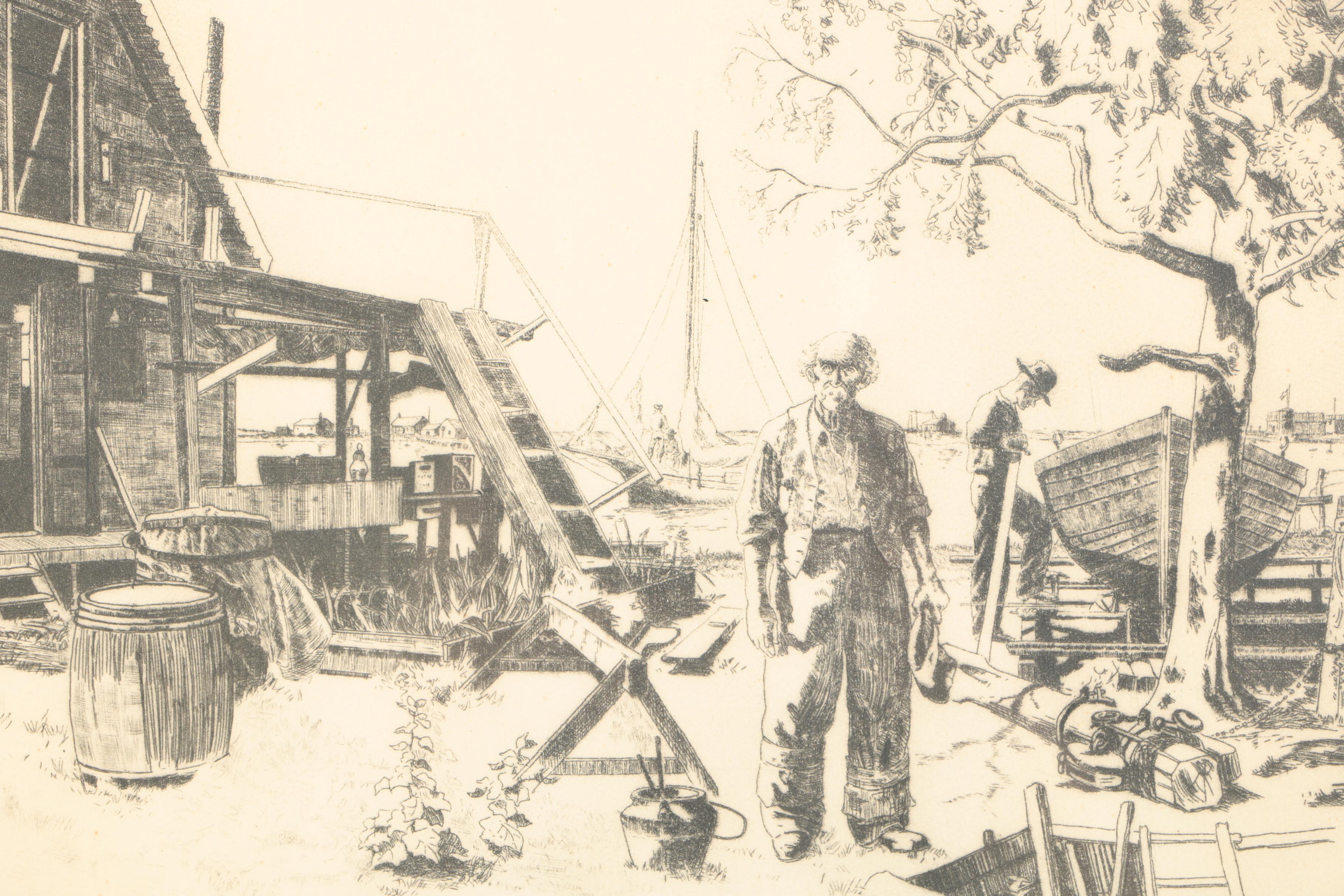 After Lionel Barrymore Etching On Paper "Point Magu"