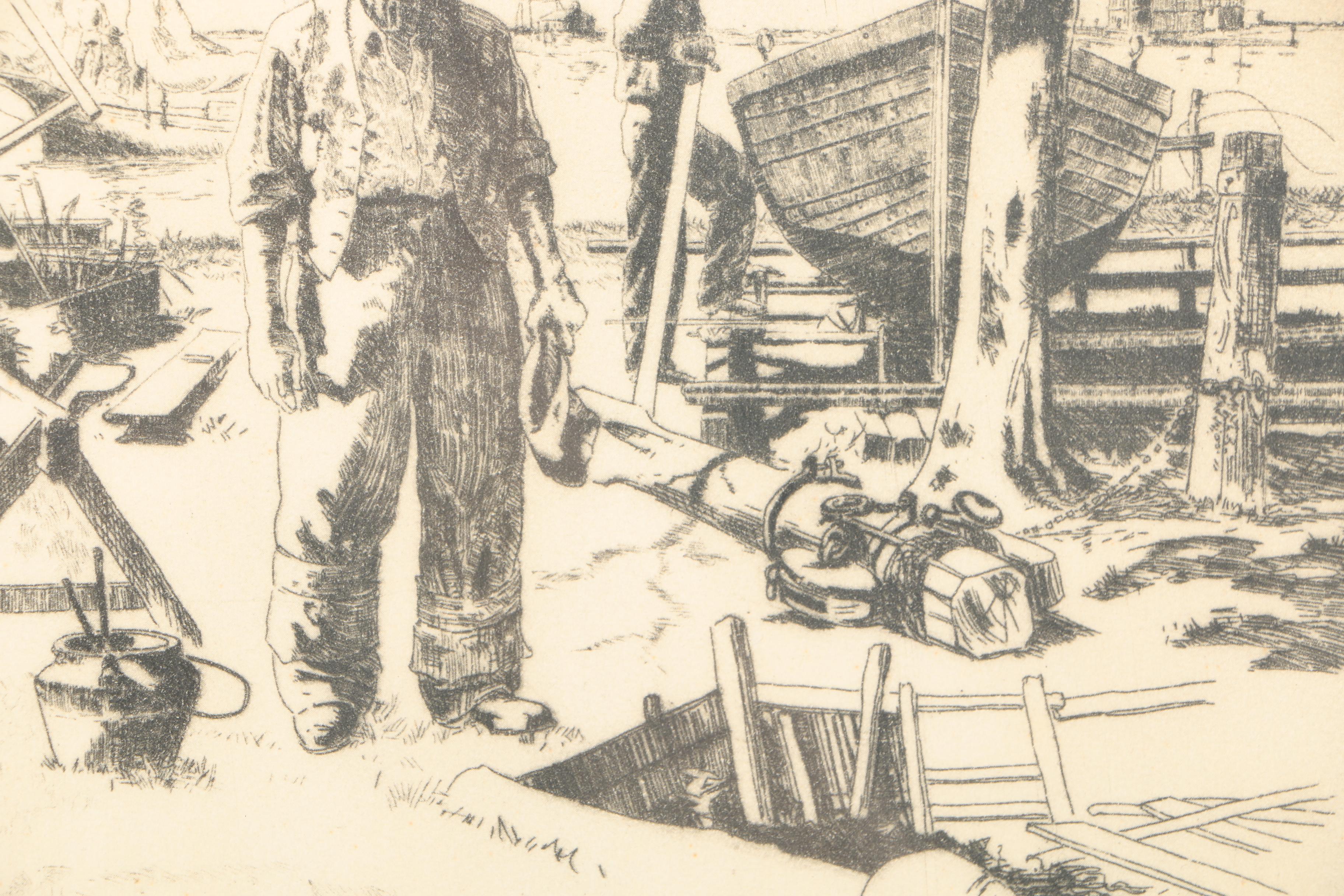 After Lionel Barrymore Etching On Paper "Point Magu"