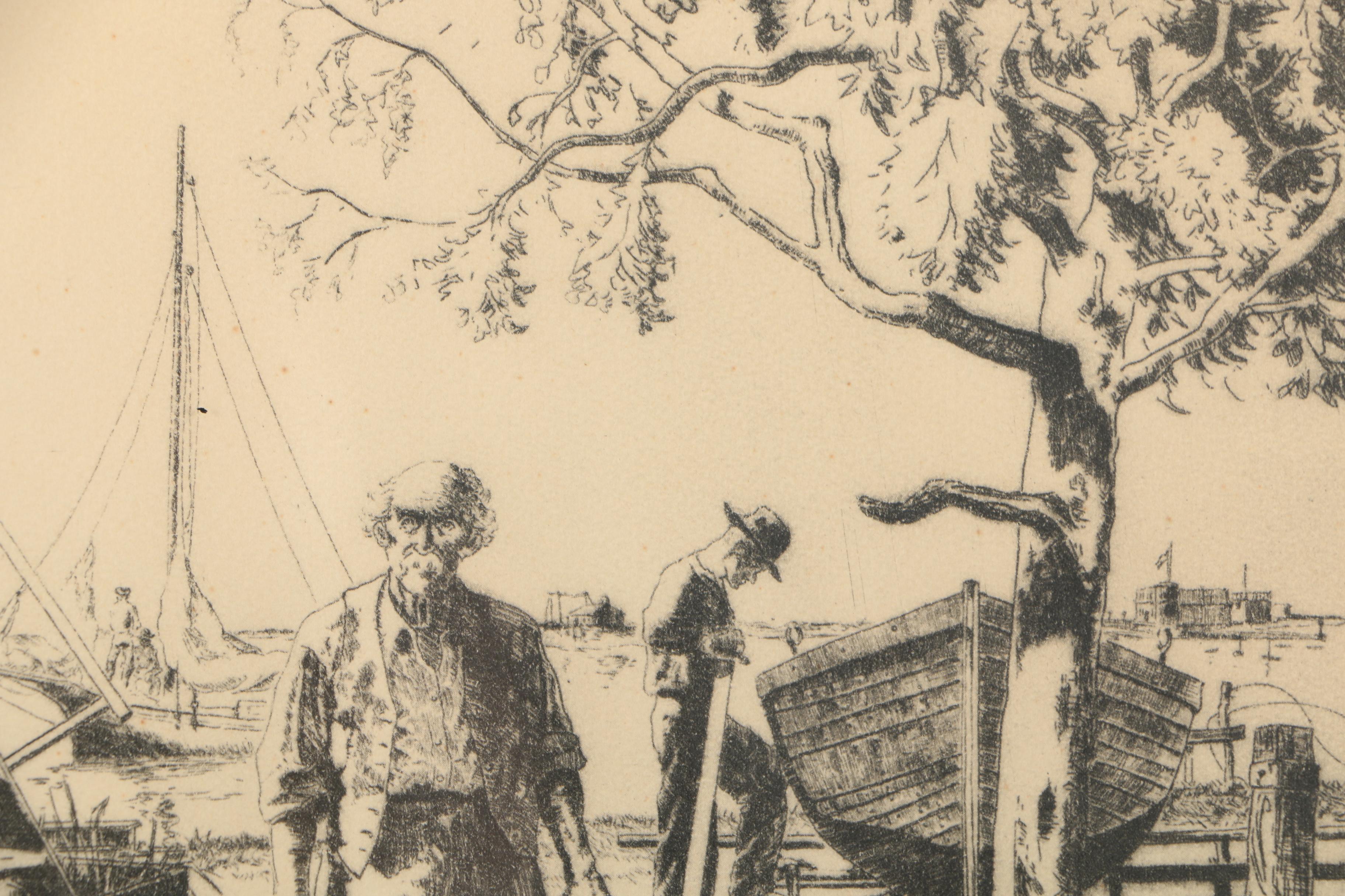 After Lionel Barrymore Etching On Paper "Point Magu"