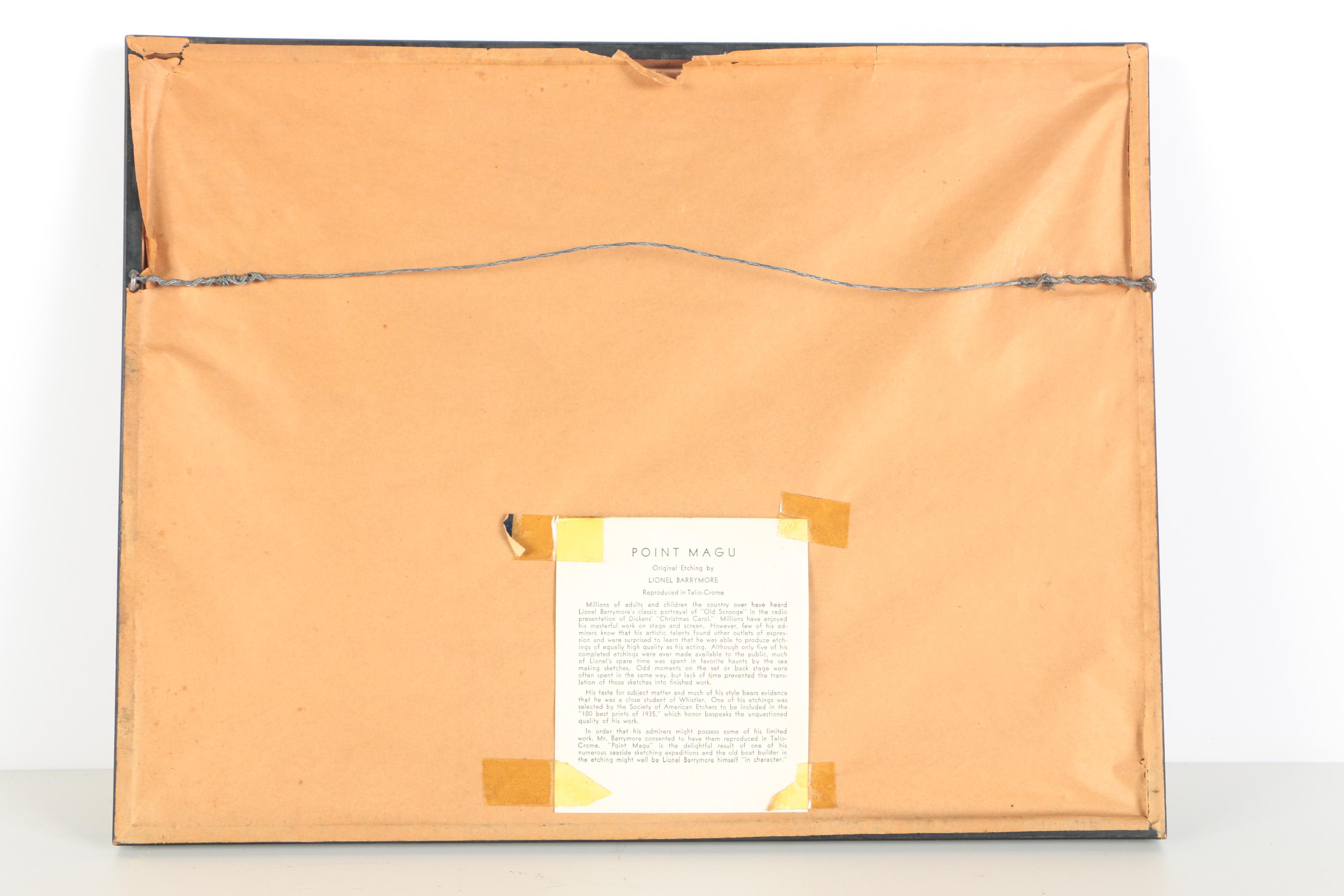 After Lionel Barrymore Etching On Paper "Point Magu"