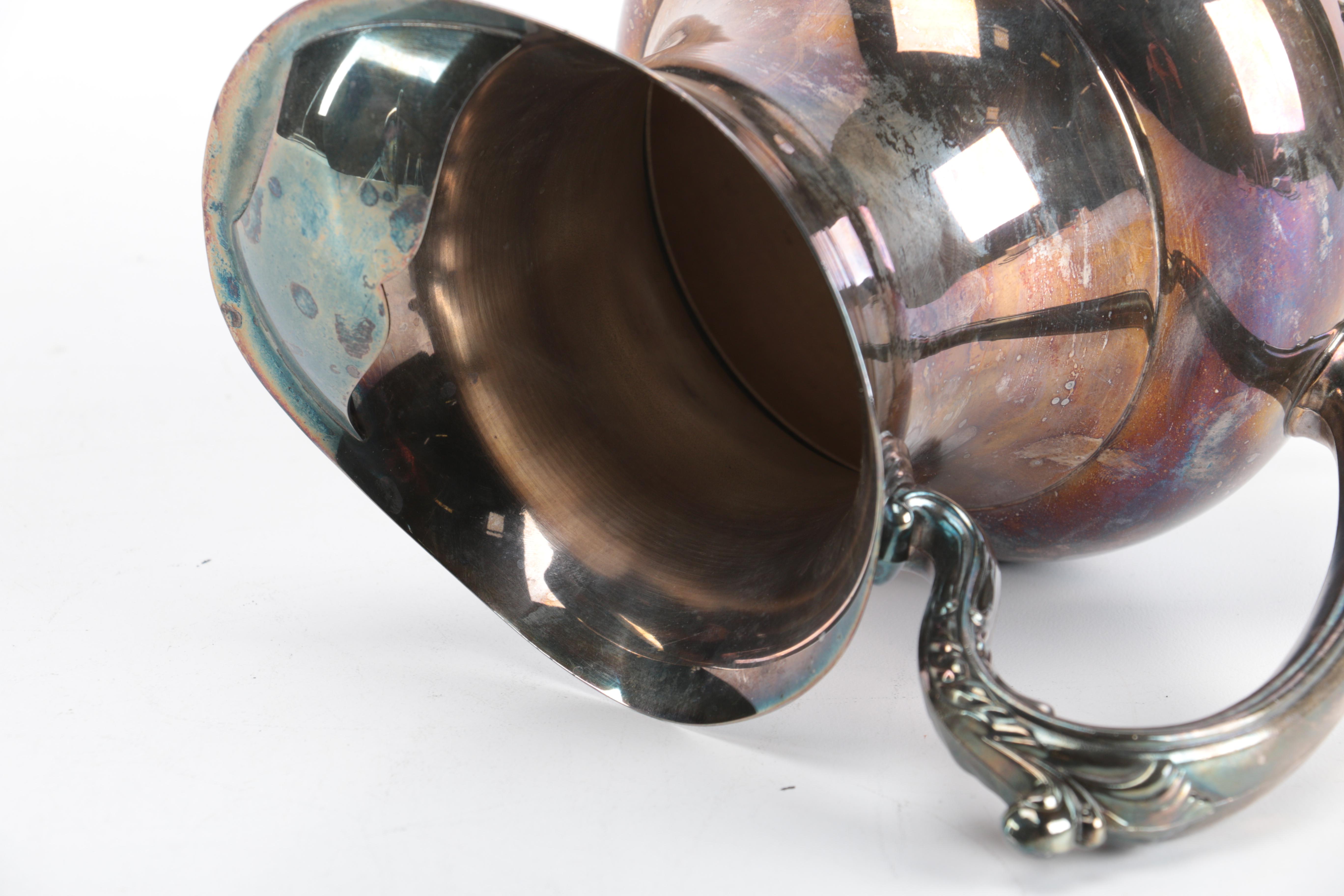 Silver Plate Pitcher, Serving Tray, and Bowl