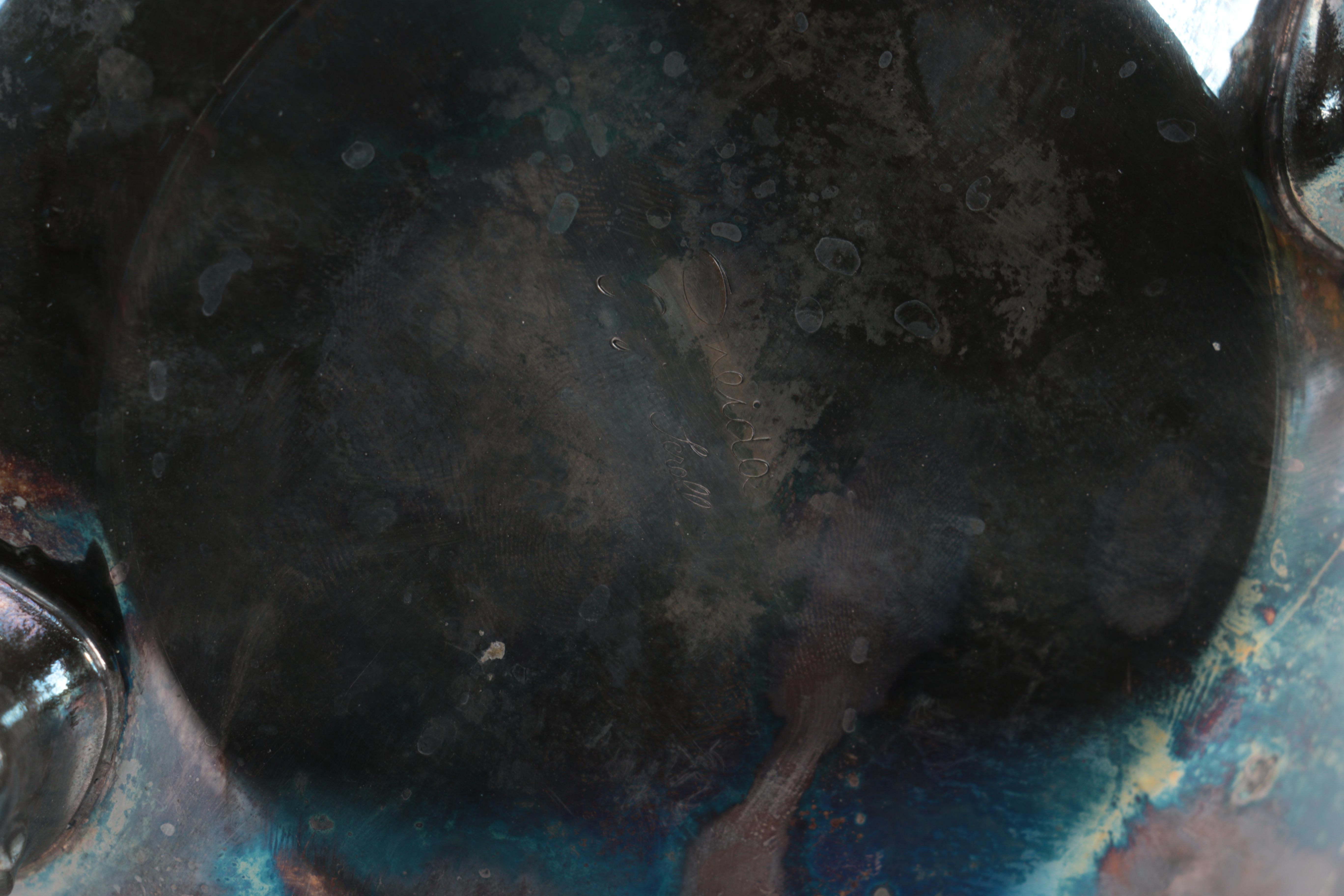 Silver Plate Pitcher, Serving Tray, and Bowl