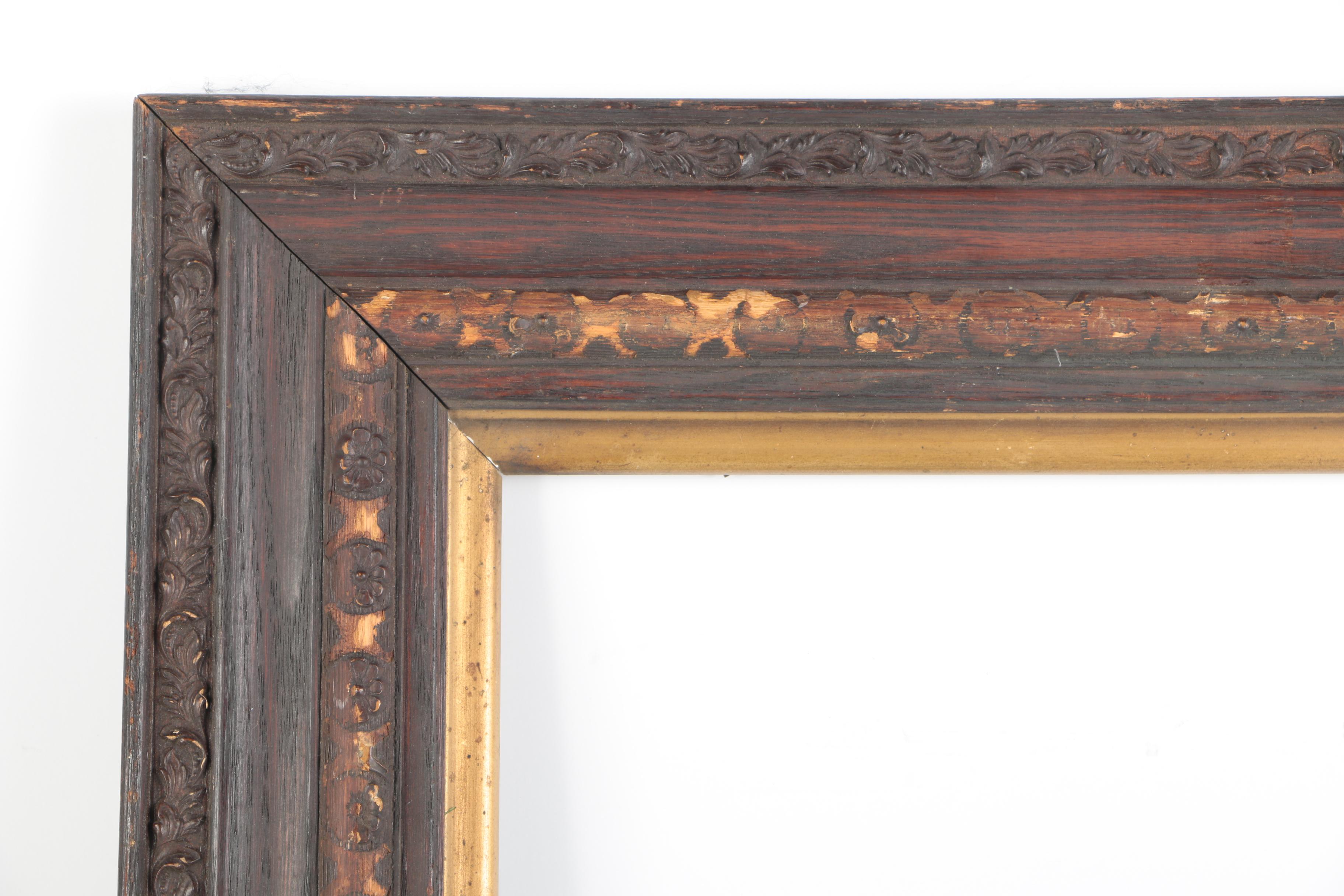 Antique Brown Painted Rectangular Picture Frame