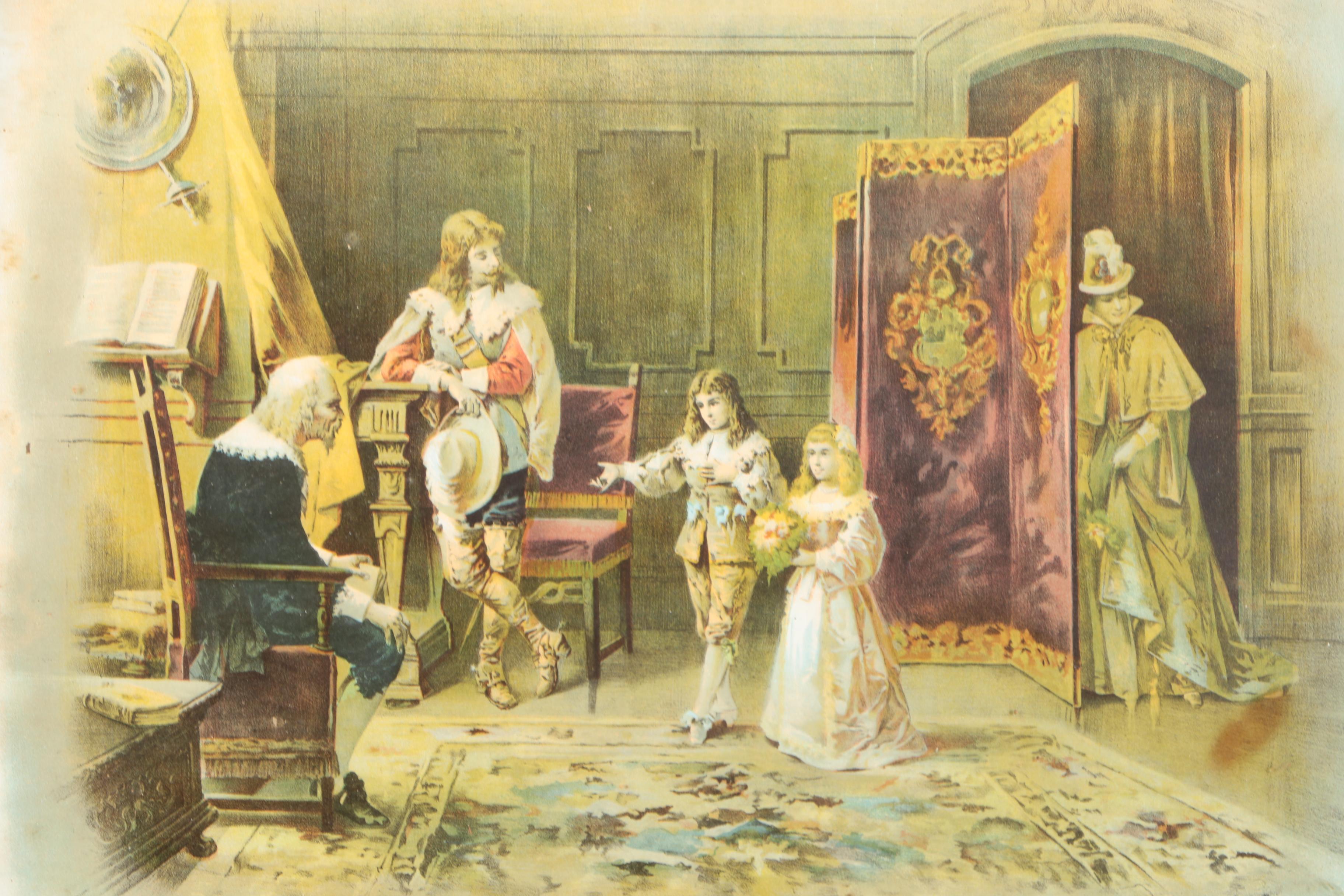 Framed Offset Lithograph "Grandfathers Birthday"