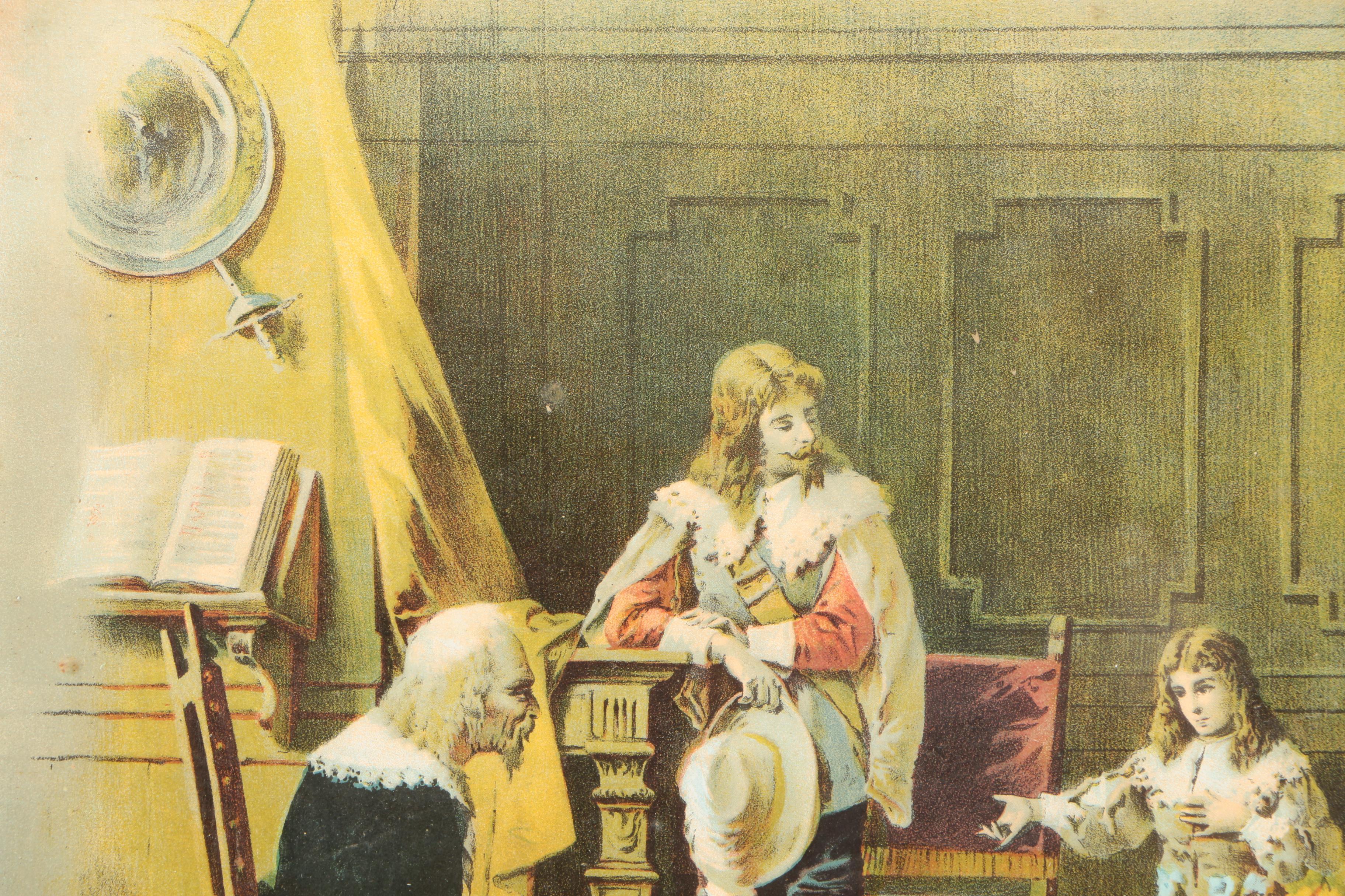 Framed Offset Lithograph "Grandfathers Birthday"