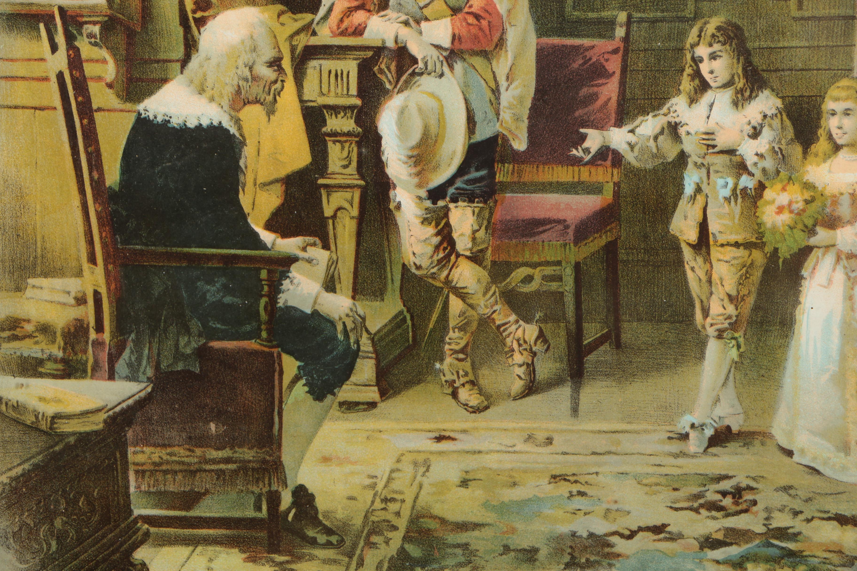 Framed Offset Lithograph "Grandfathers Birthday"