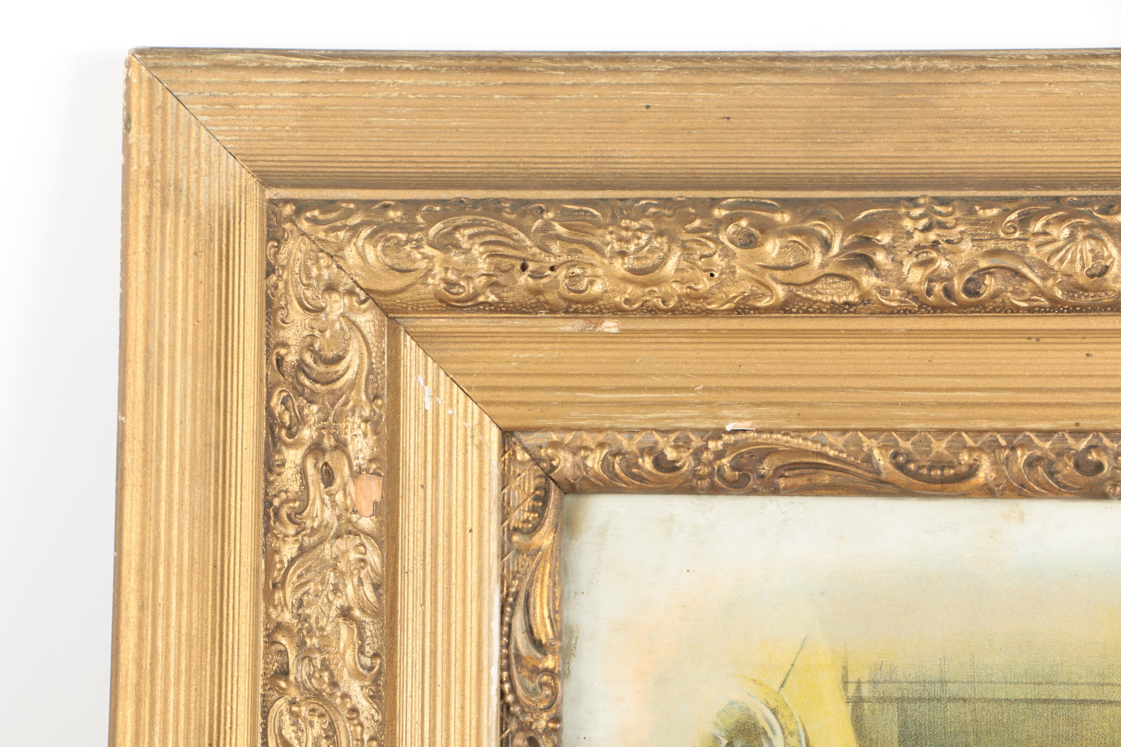 Framed Offset Lithograph "Grandfathers Birthday"