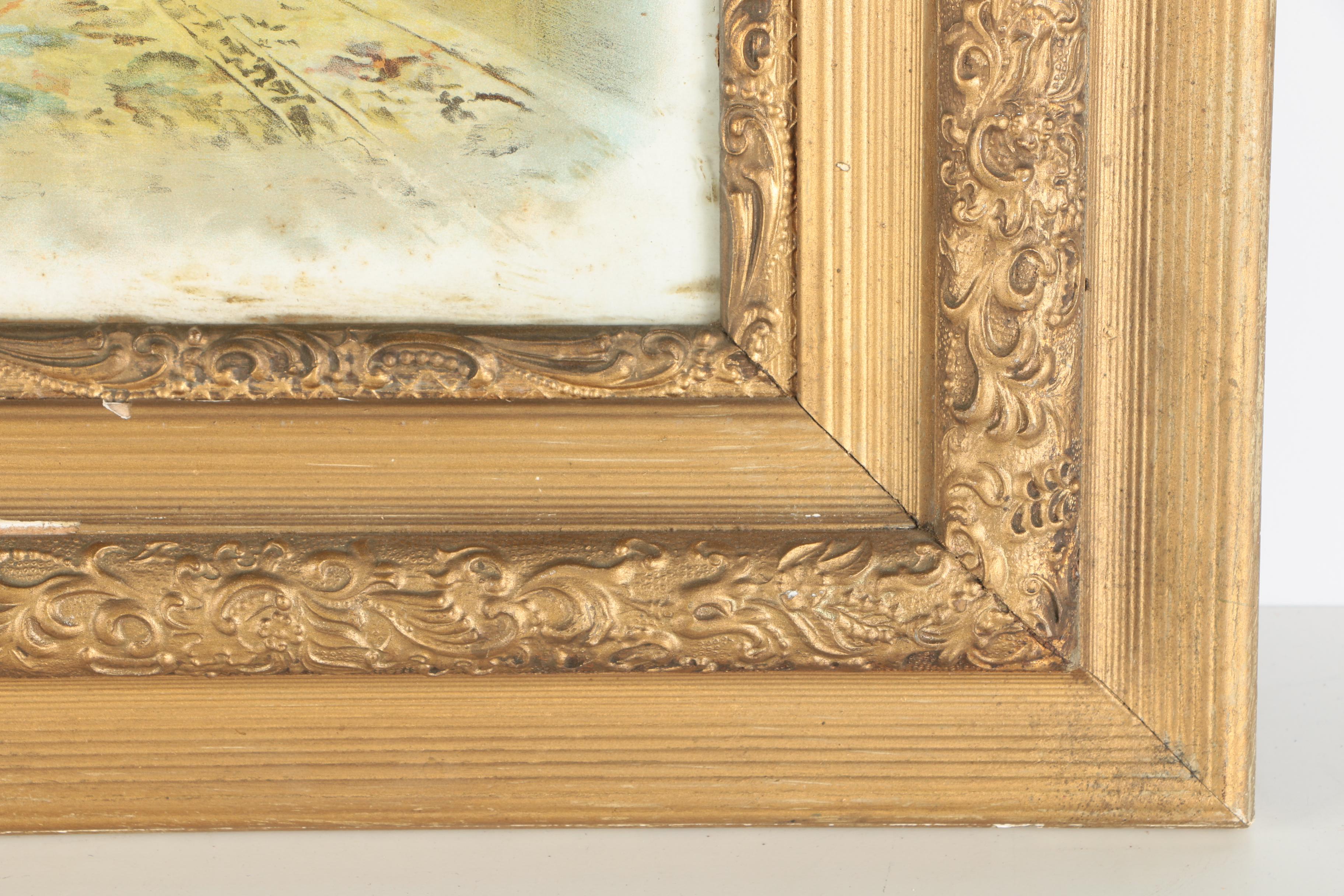 Framed Offset Lithograph "Grandfathers Birthday"