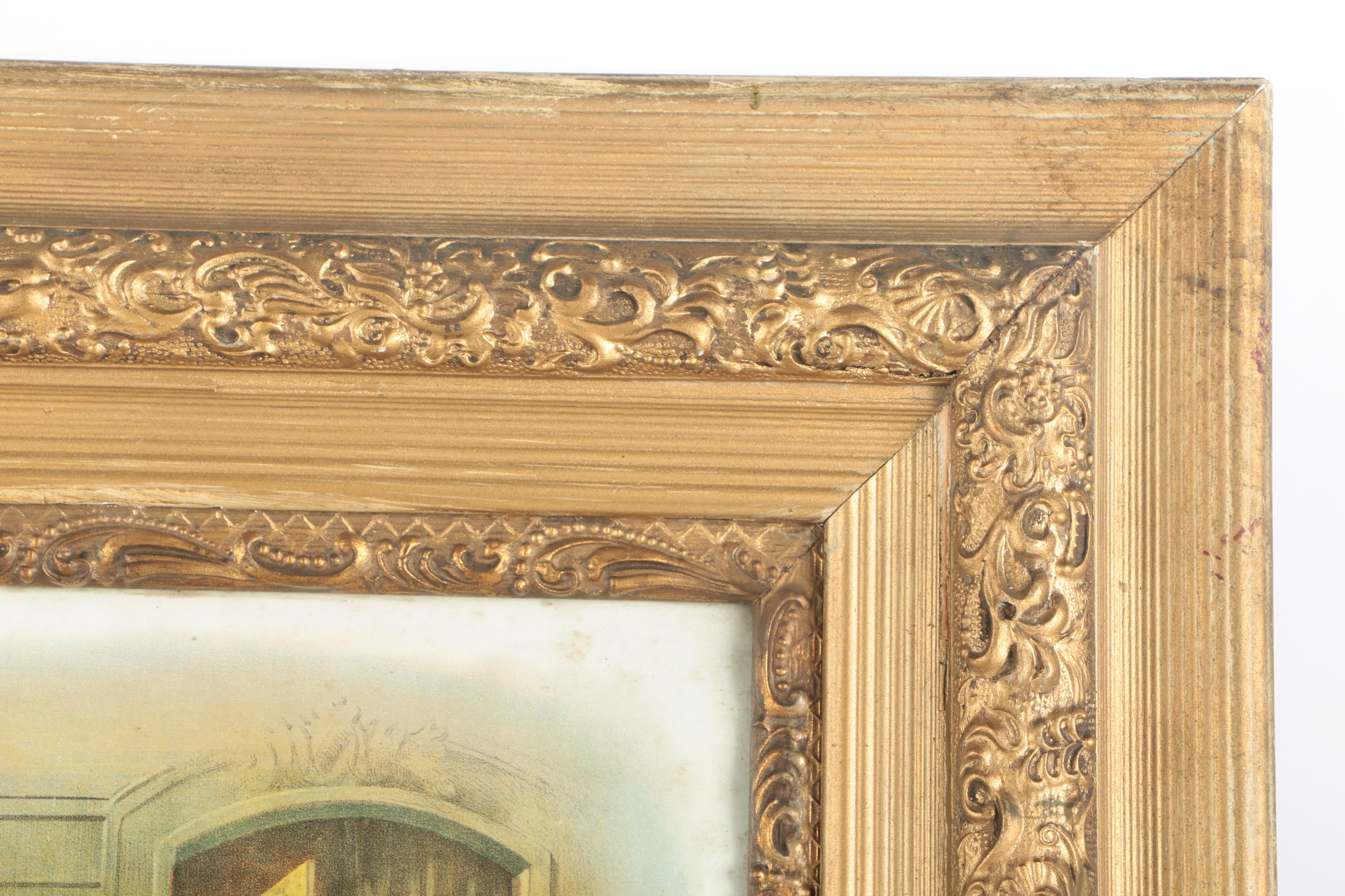 Framed Offset Lithograph "Grandfathers Birthday"