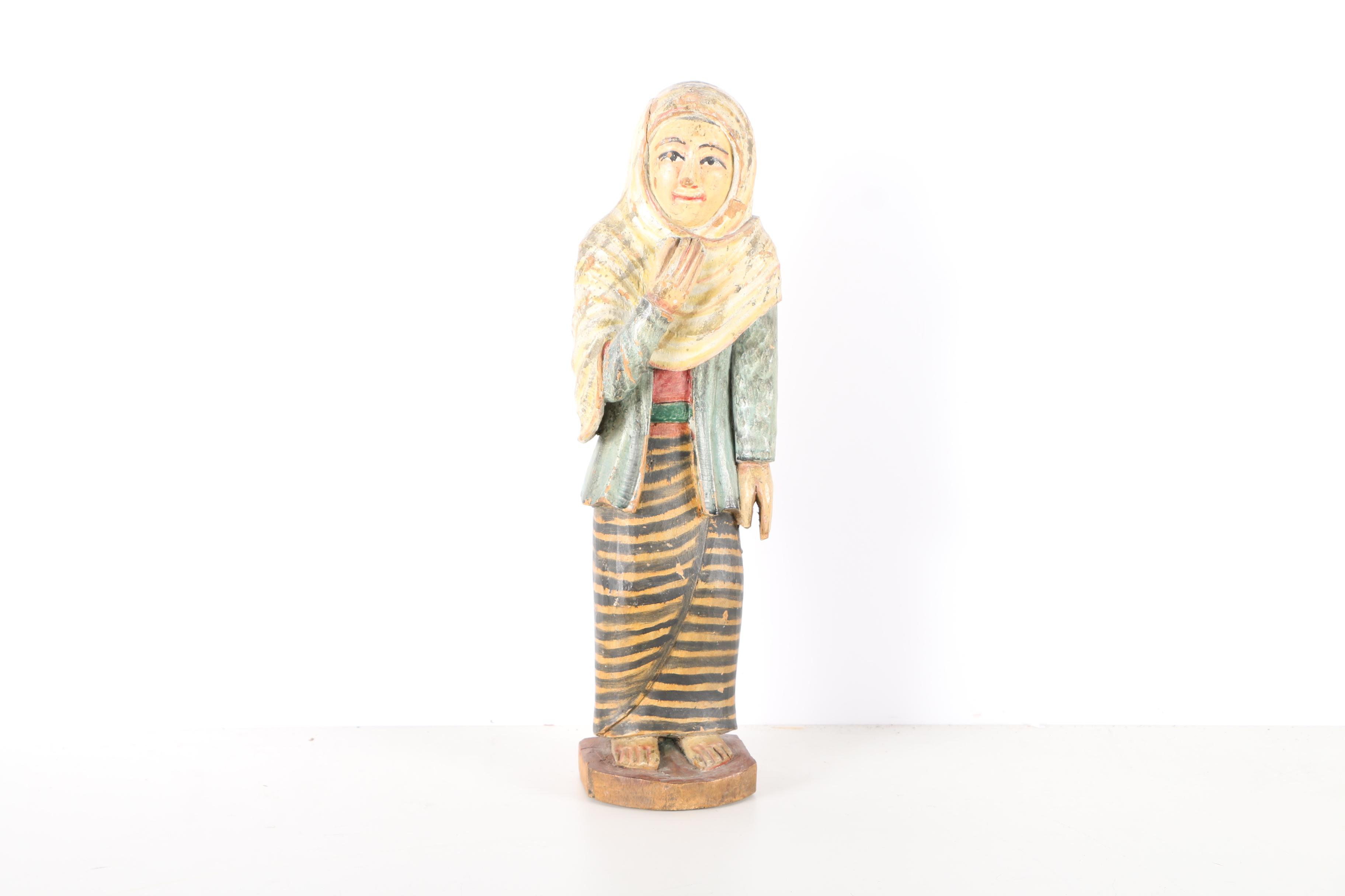 Indo-Persian Carved Polychrome Figures