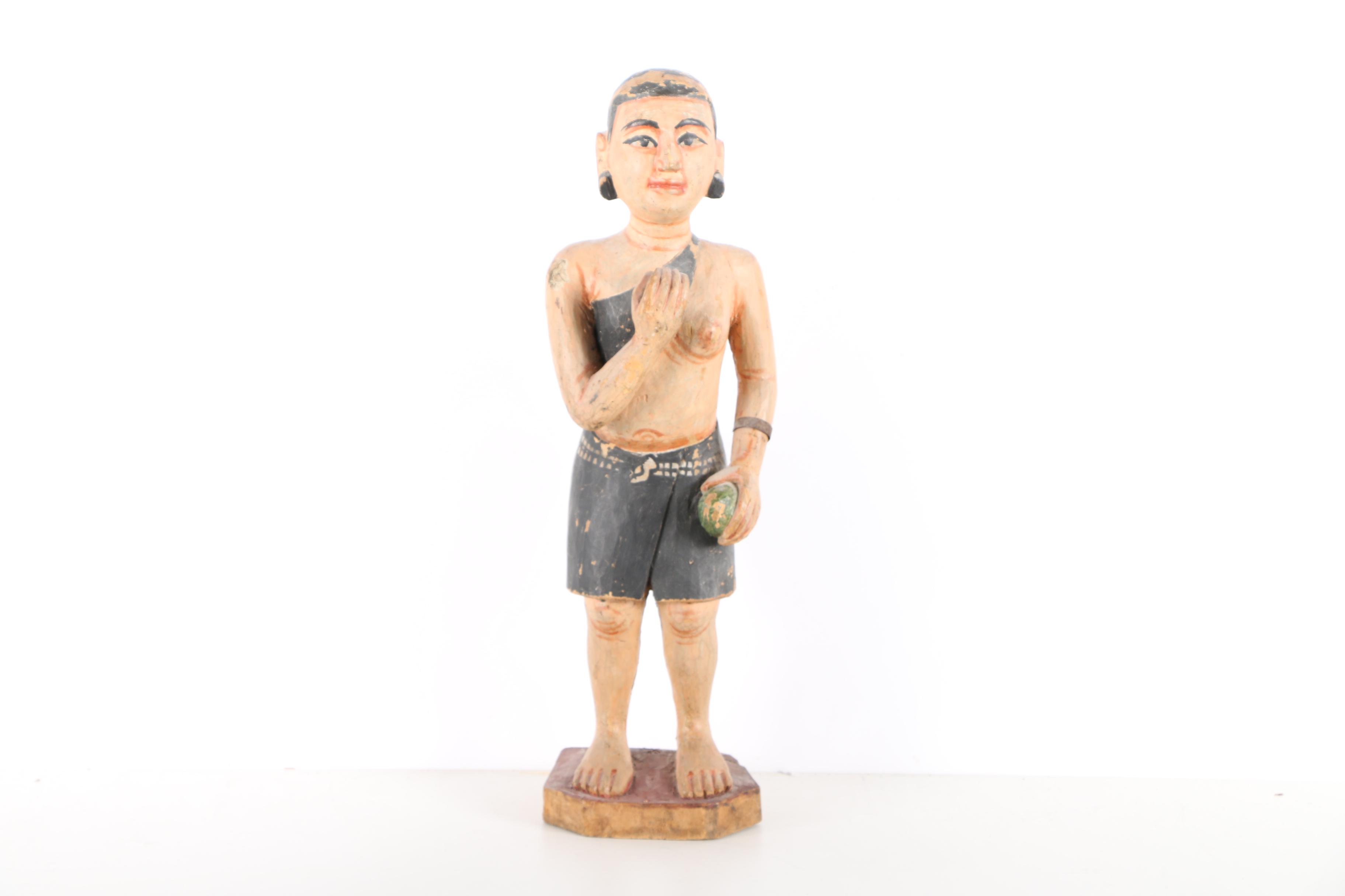 Indo-Persian Carved Polychrome Figures