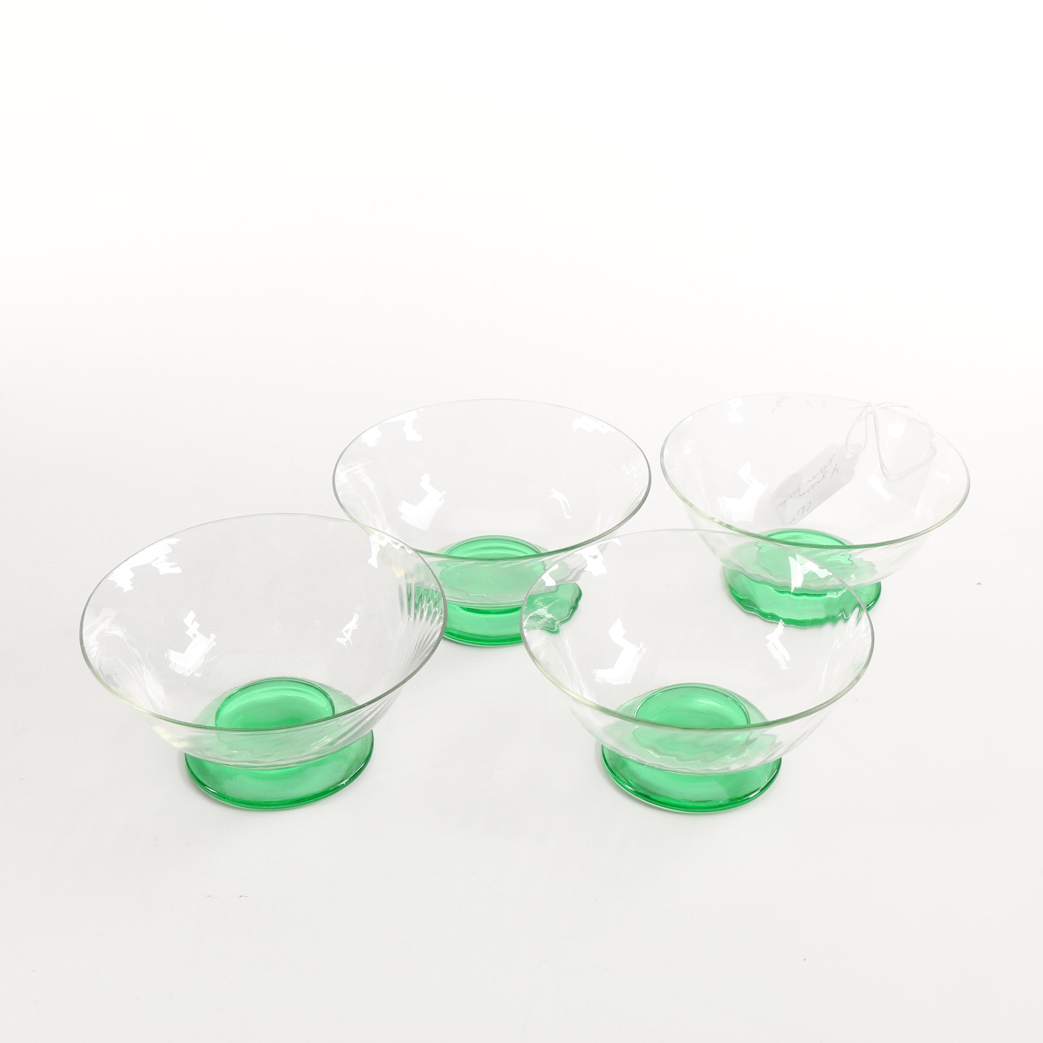 Set of Green Glass Sorbet Cups