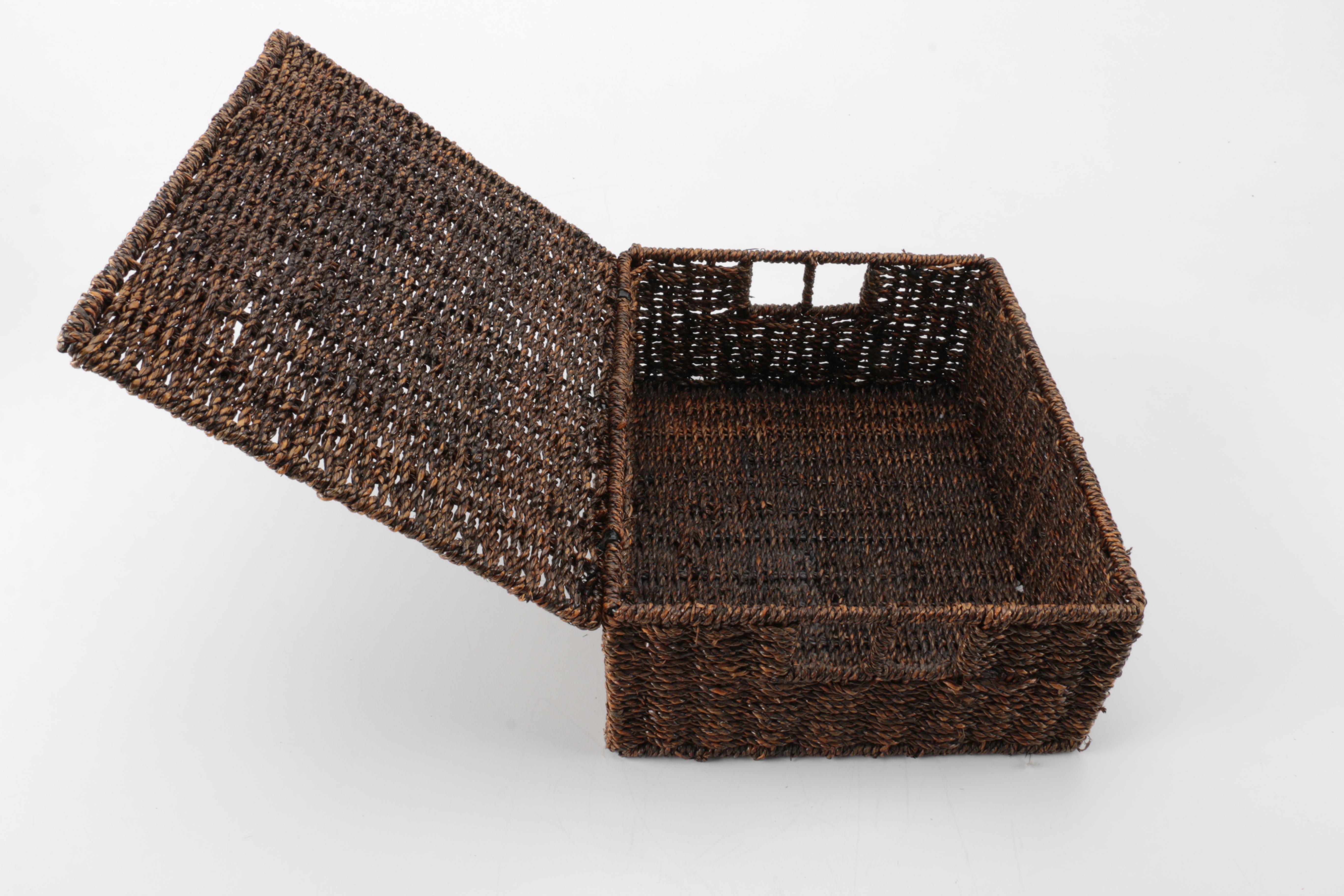 Home Decor Including Wicker Basket and Candle