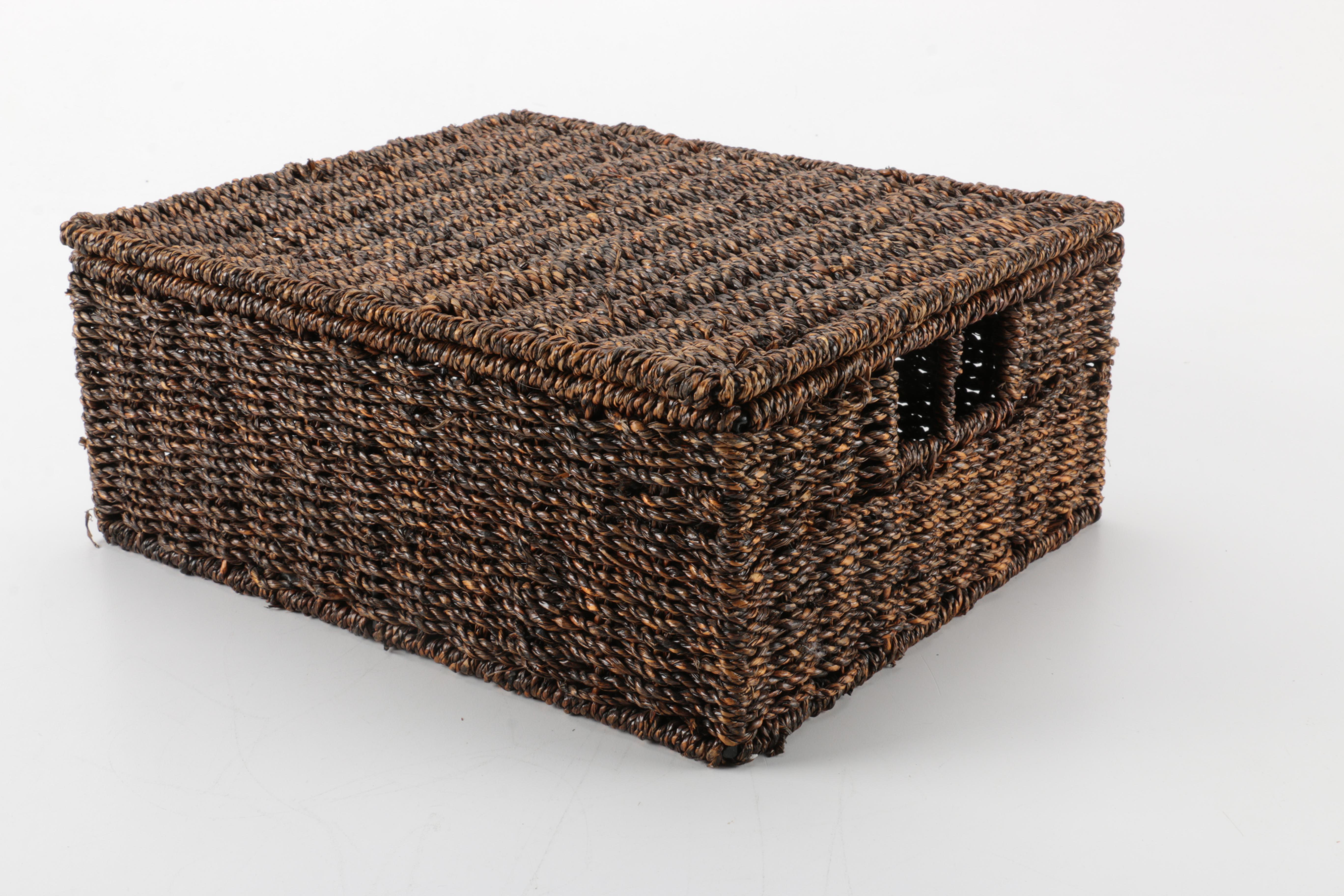 Home Decor Including Wicker Basket and Candle