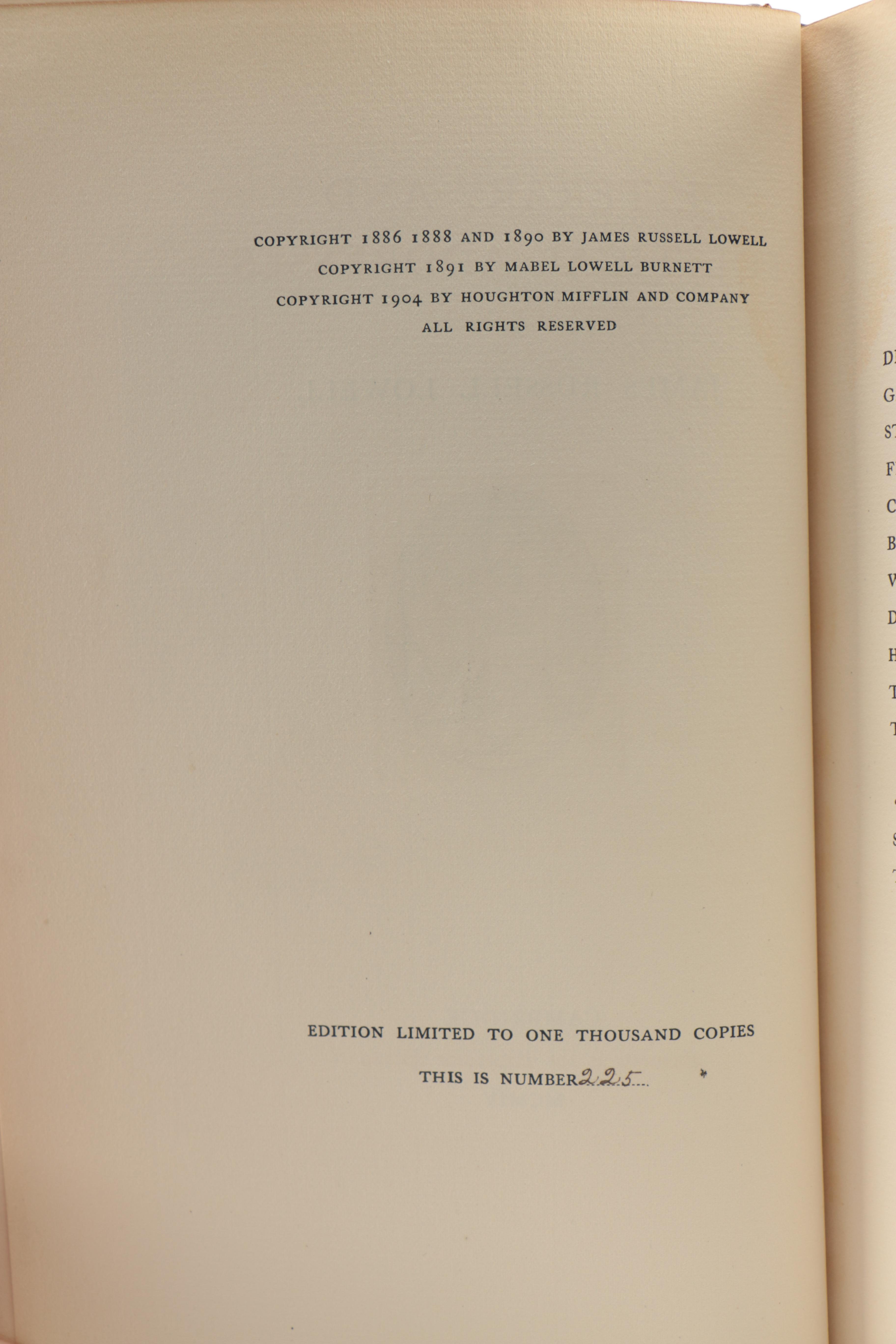 Assortment of Books including Limited Edition "Literary and Political Addresses" by James Russell Lowell