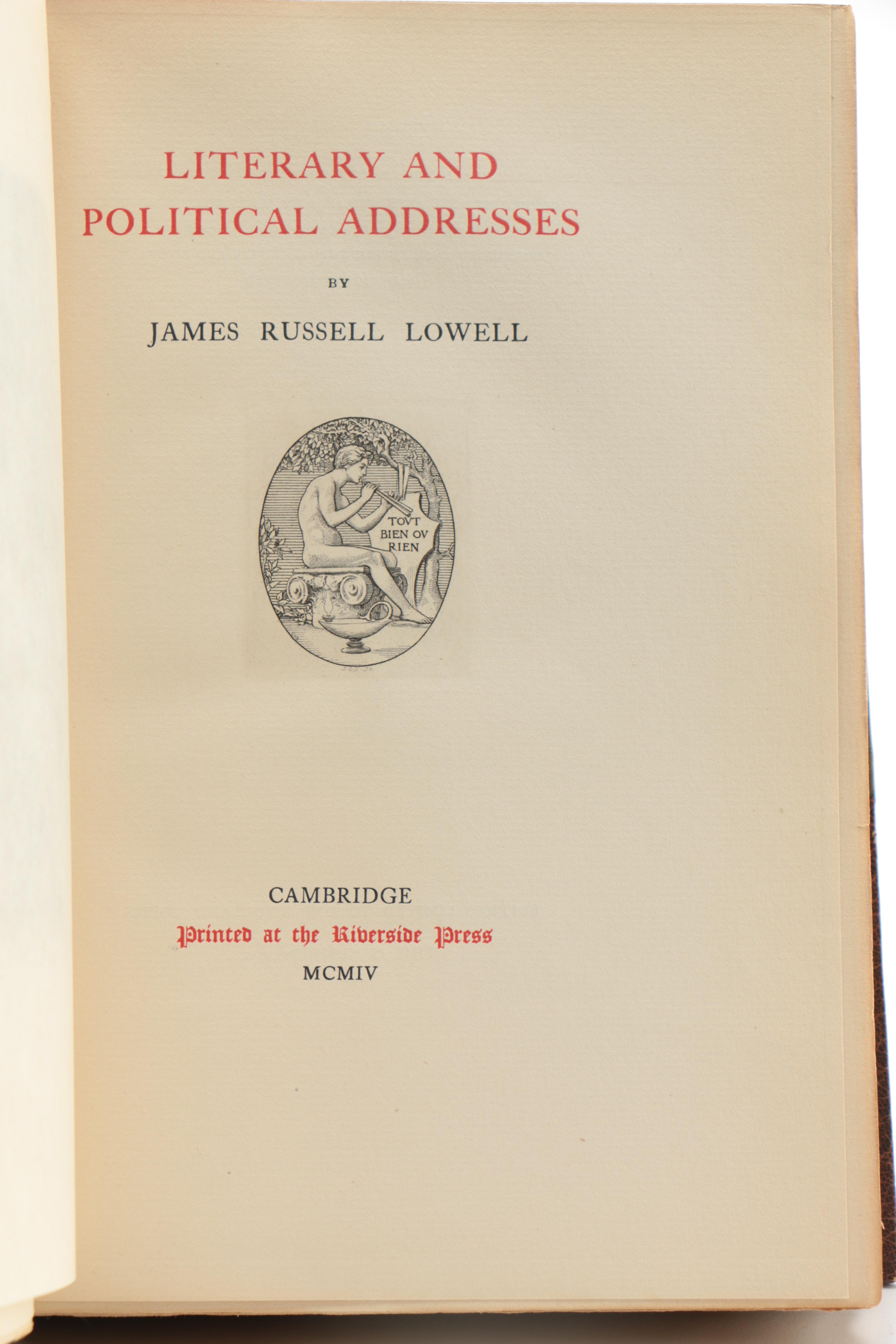 Assortment of Books including Limited Edition "Literary and Political Addresses" by James Russell Lowell