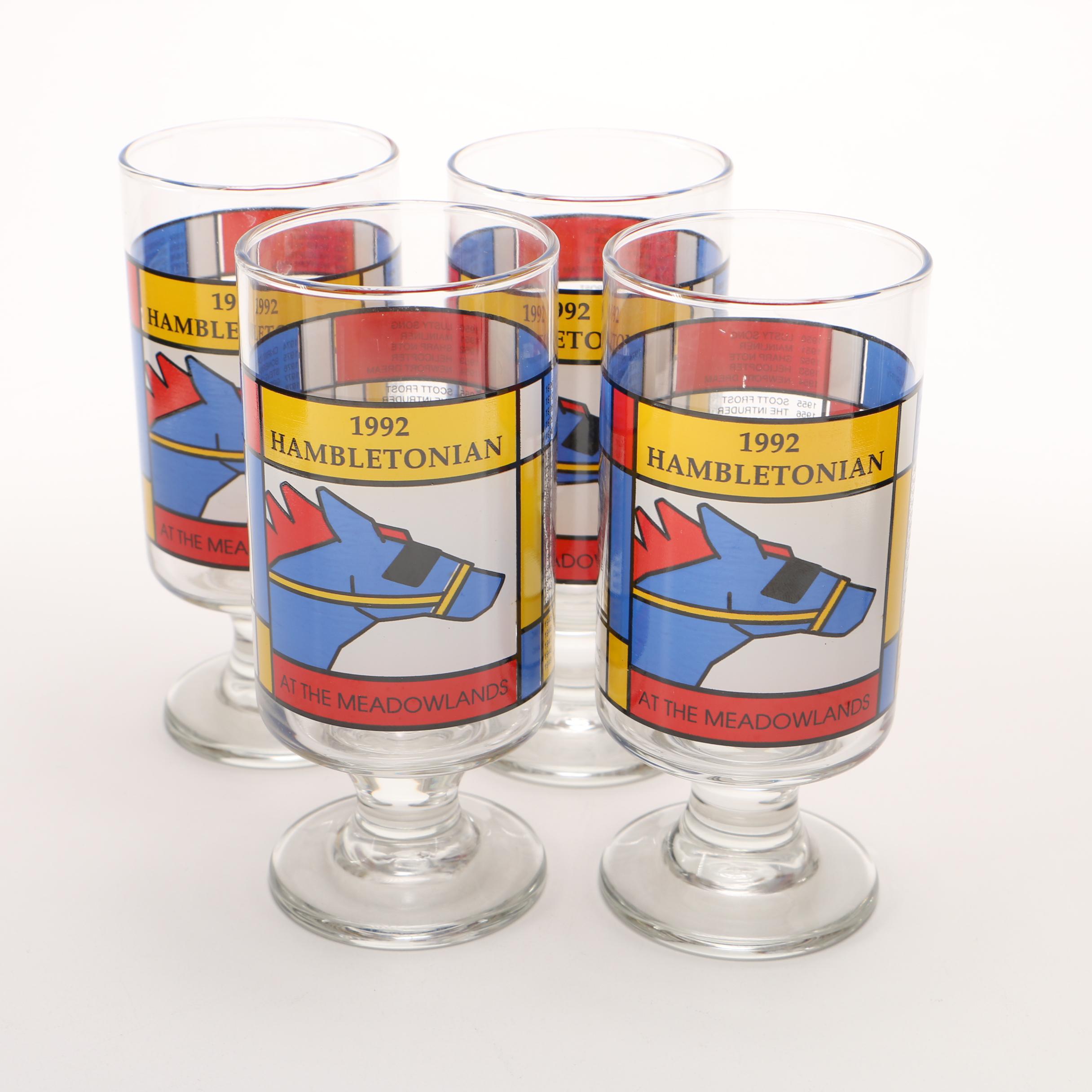 Set of 1992 Hambletonian Footed Glasses