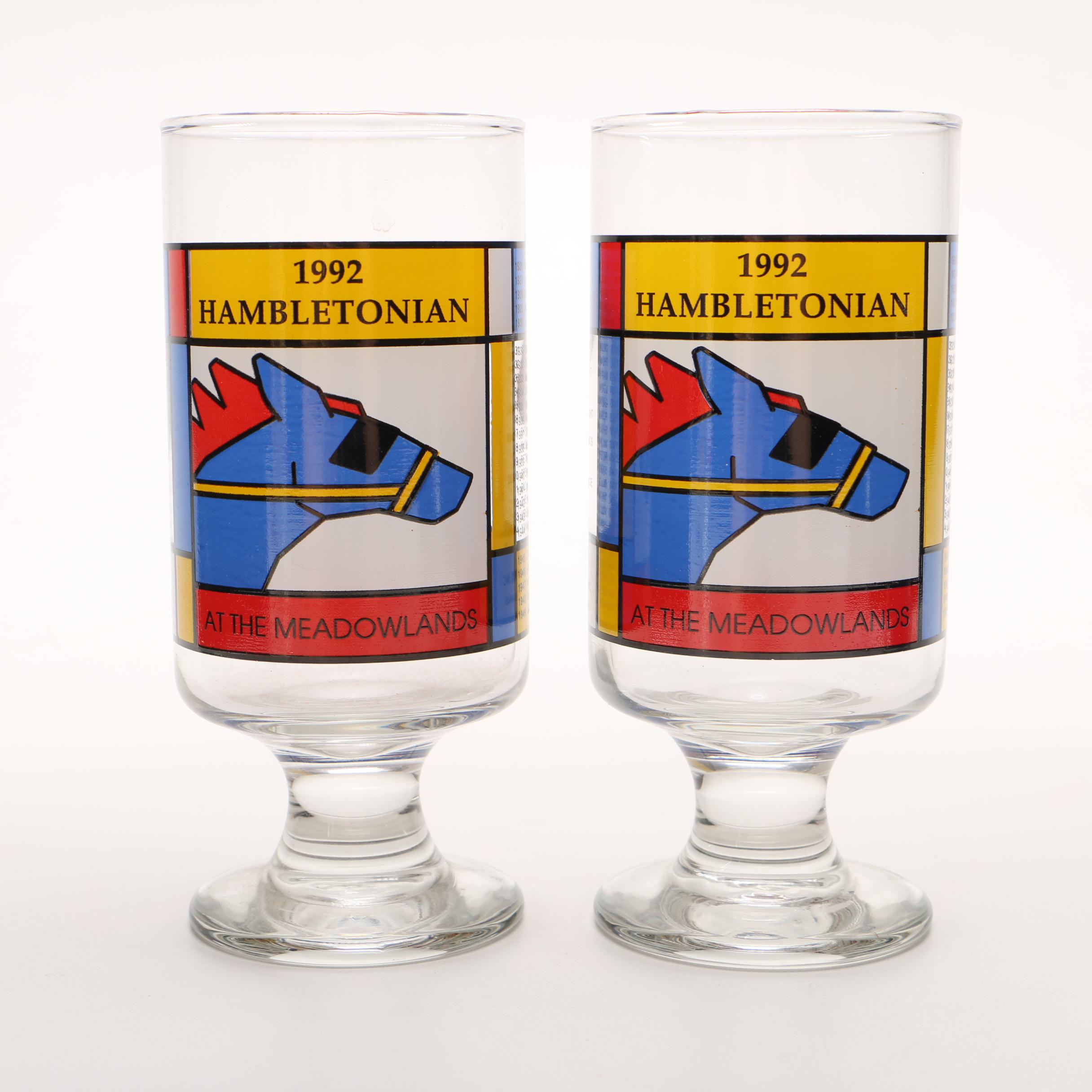 Set of 1992 Hambletonian Footed Glasses