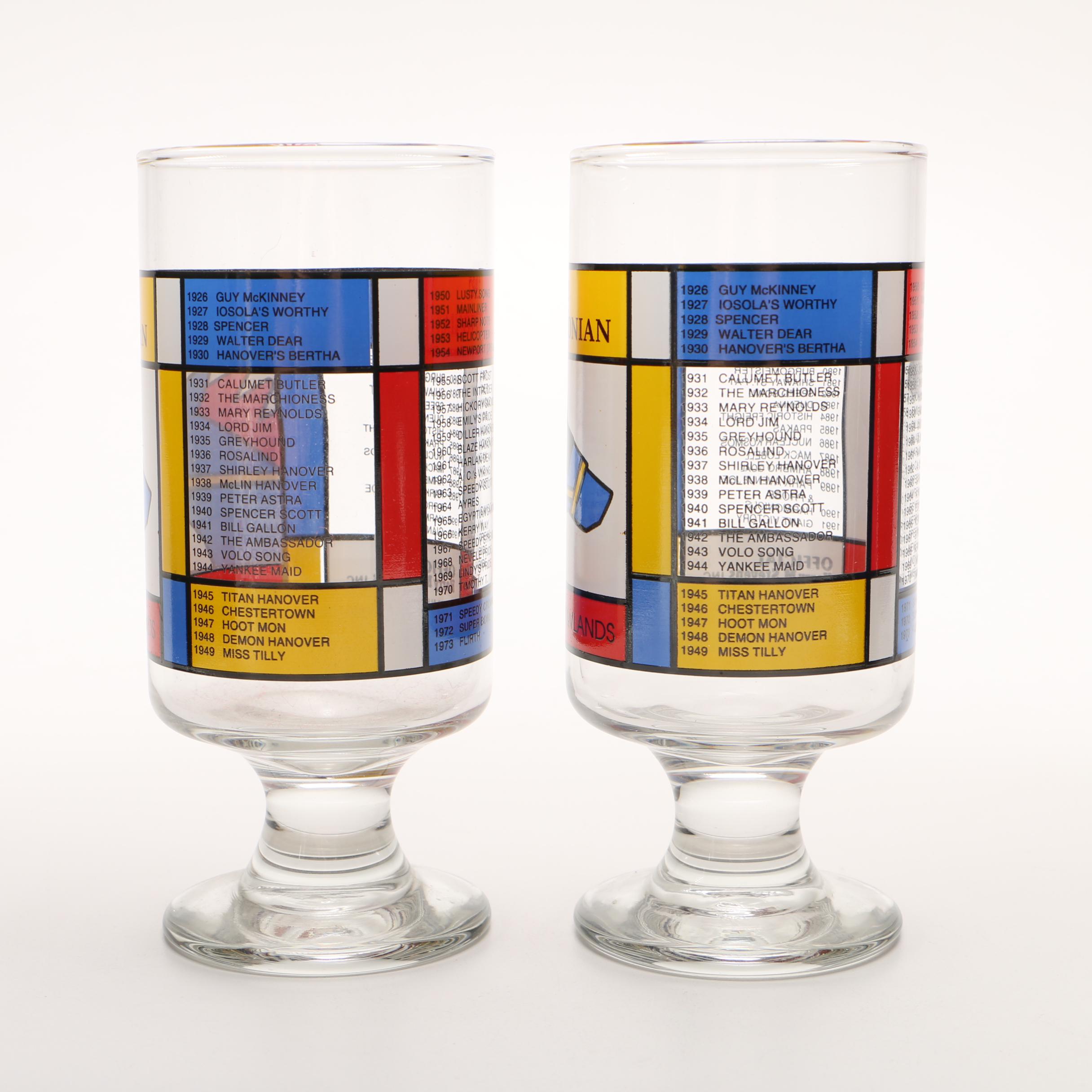 Set of 1992 Hambletonian Footed Glasses