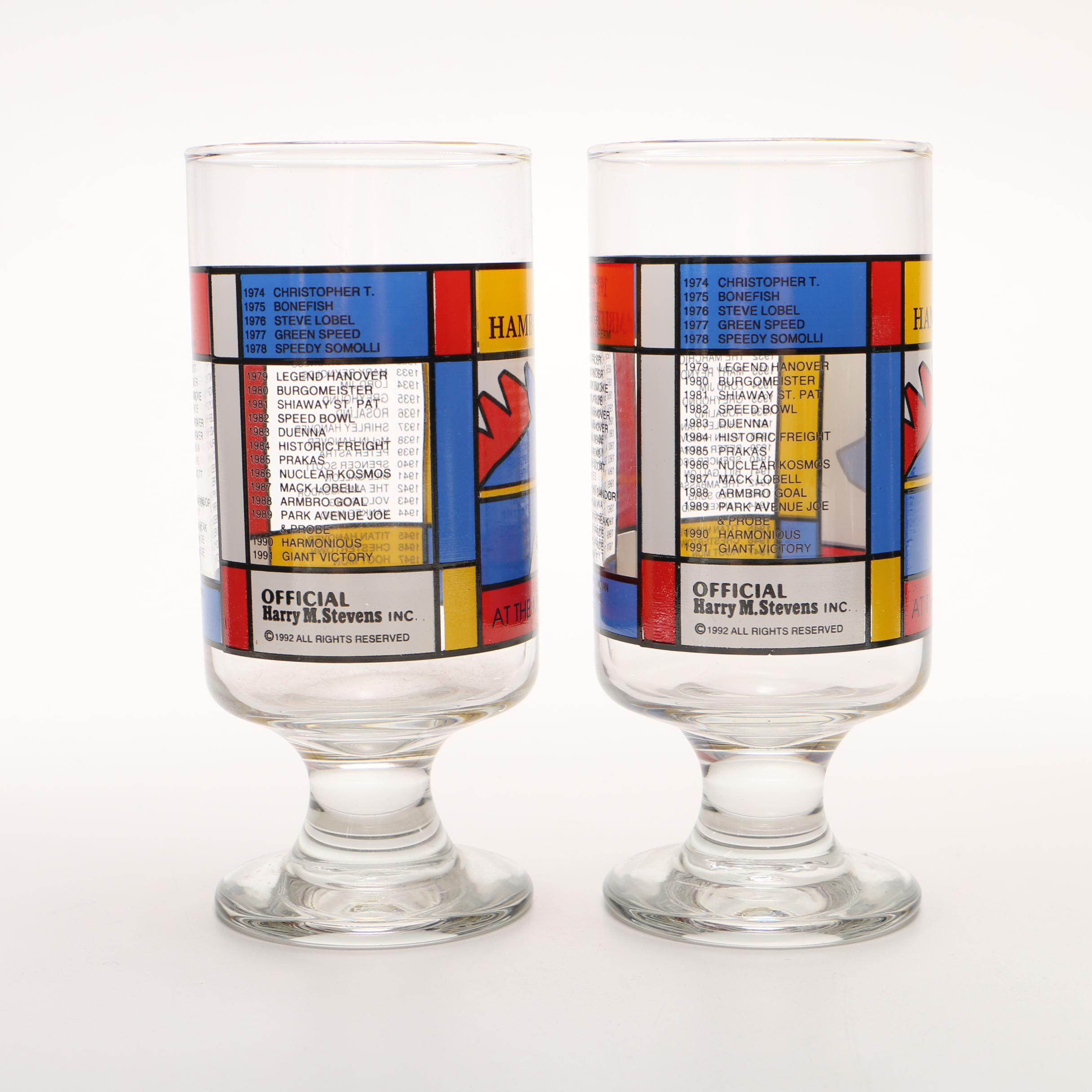 Set of 1992 Hambletonian Footed Glasses
