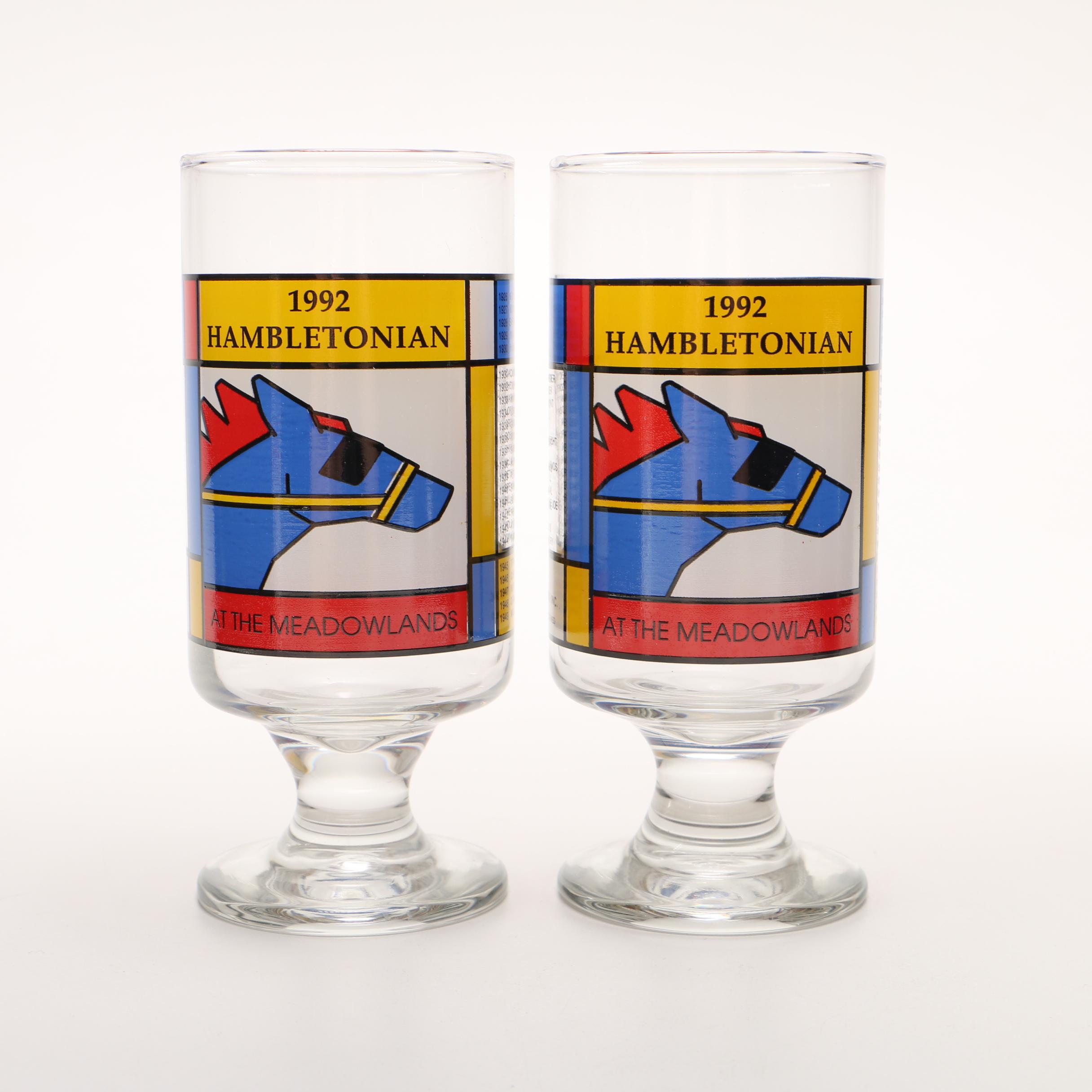Set of 1992 Hambletonian Footed Glasses