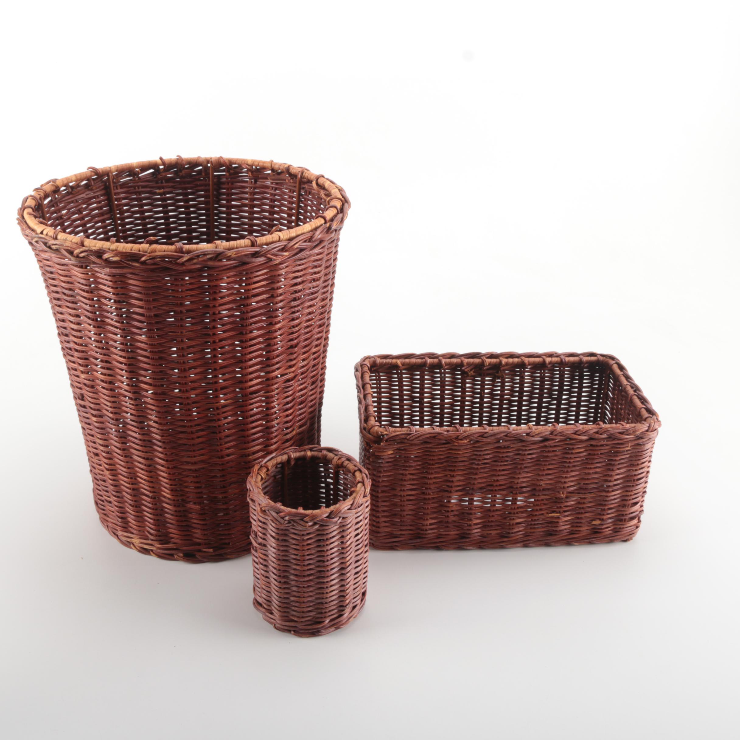 Brown Wicker Bathroom Set