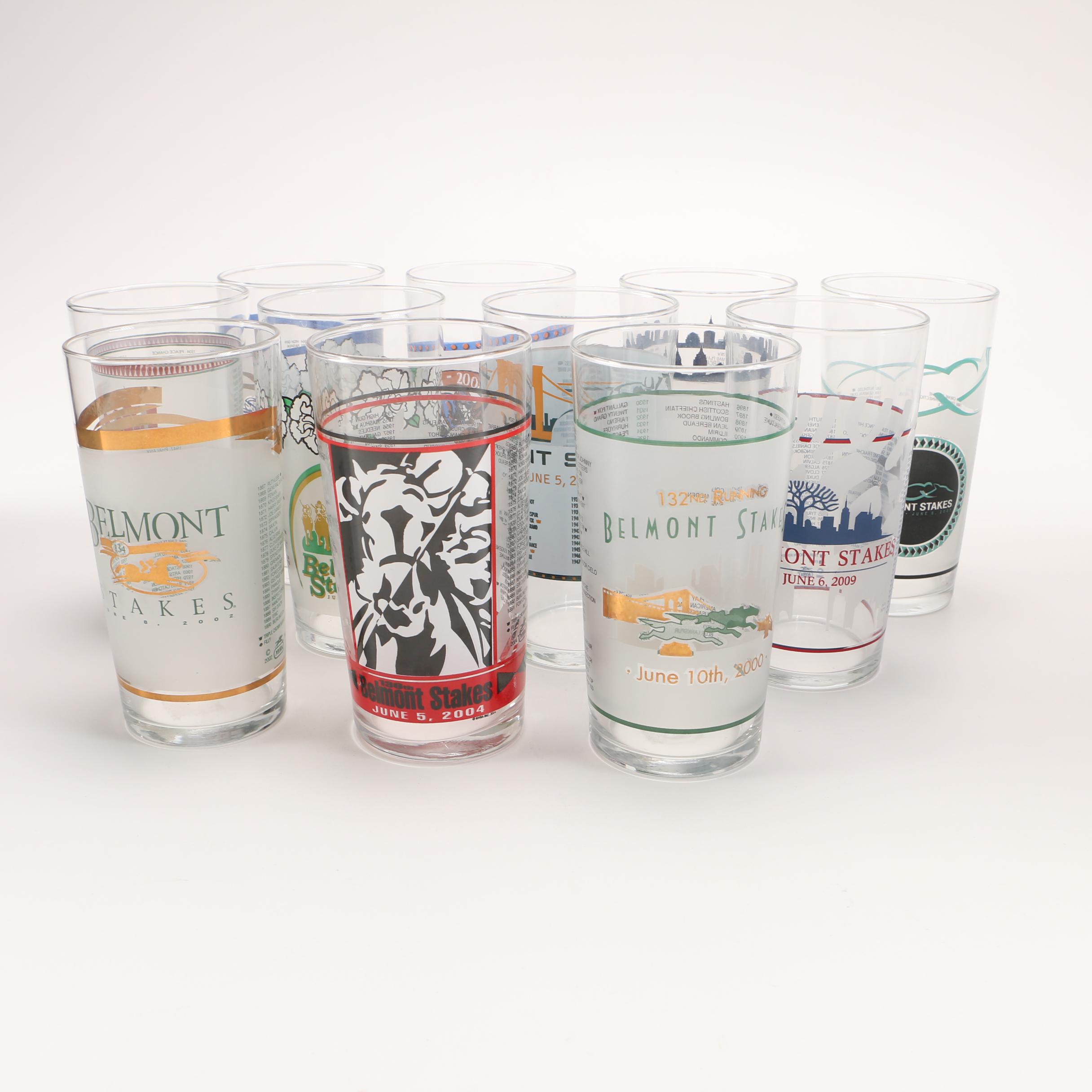 2000s Belmont Stakes Collectible Glasses