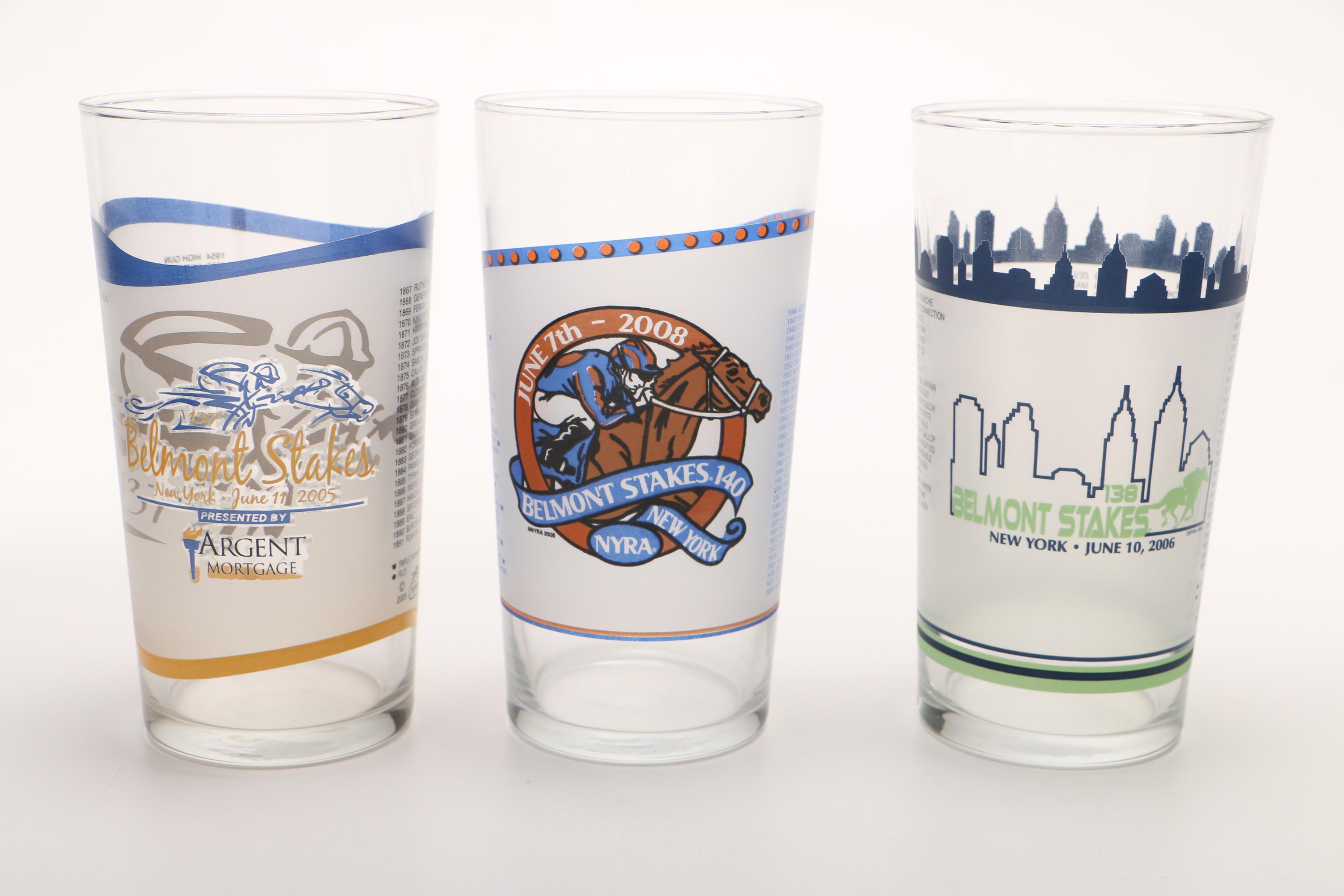 2000s Belmont Stakes Collectible Glasses