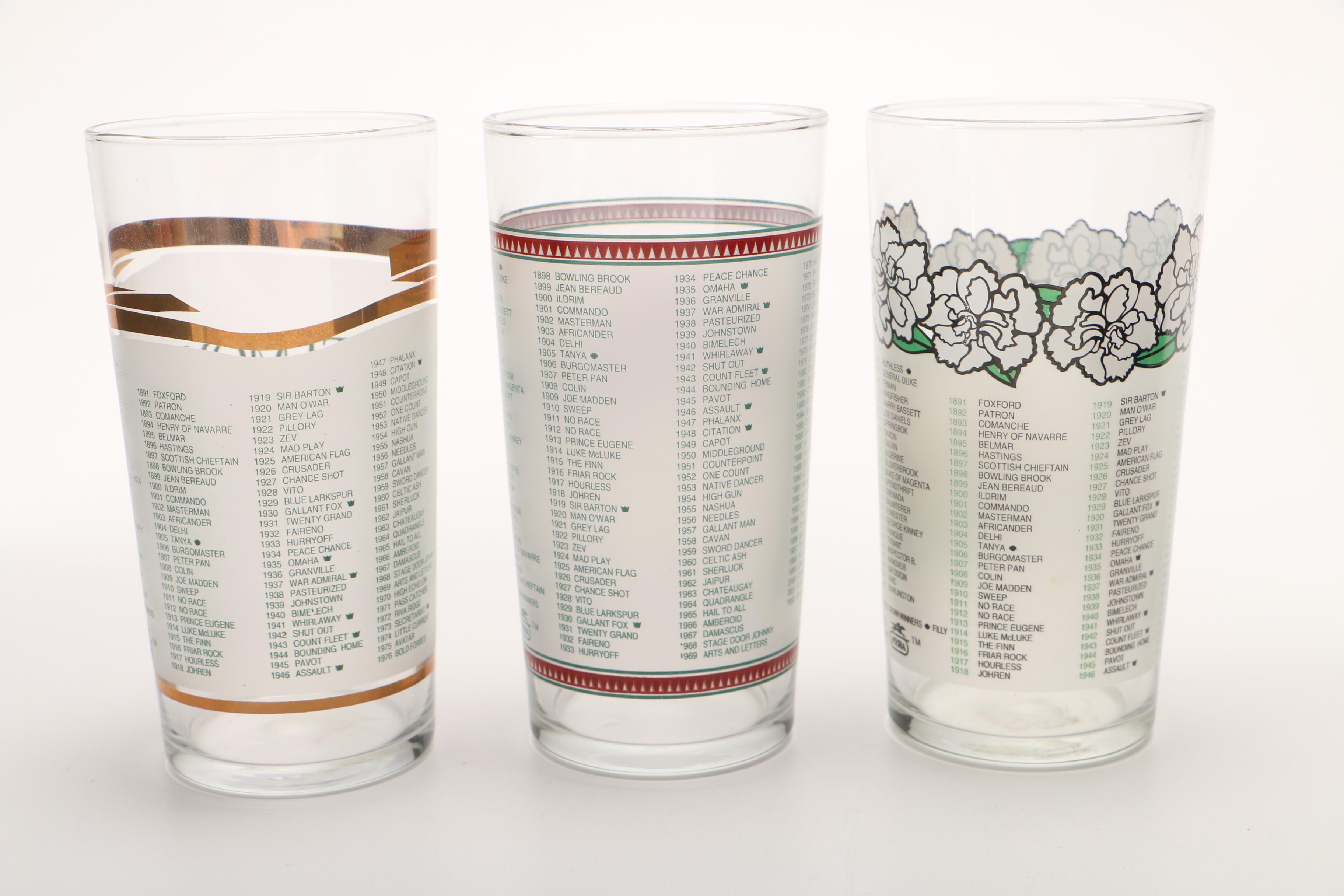 2000s Belmont Stakes Collectible Glasses