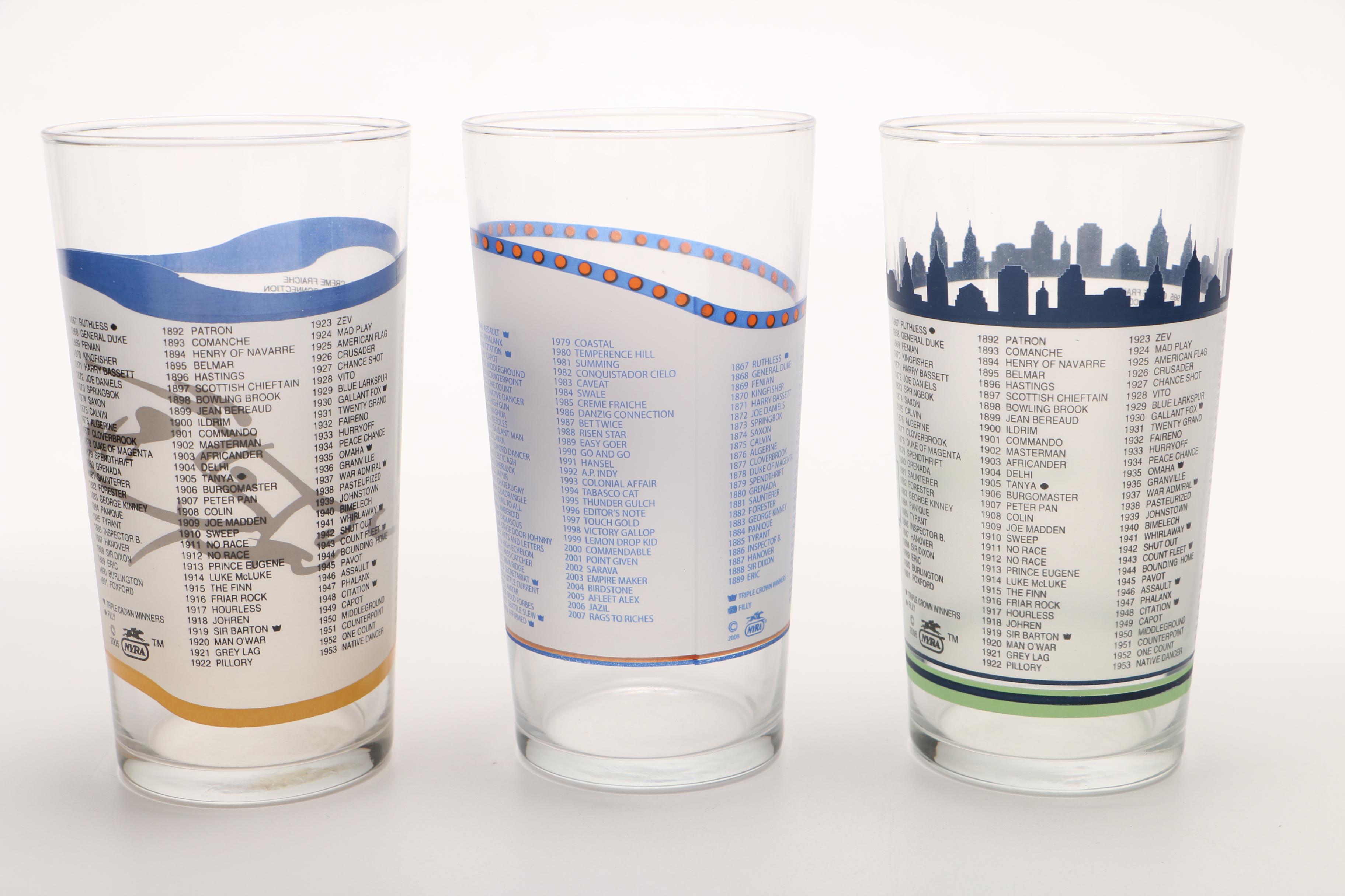 2000s Belmont Stakes Collectible Glasses
