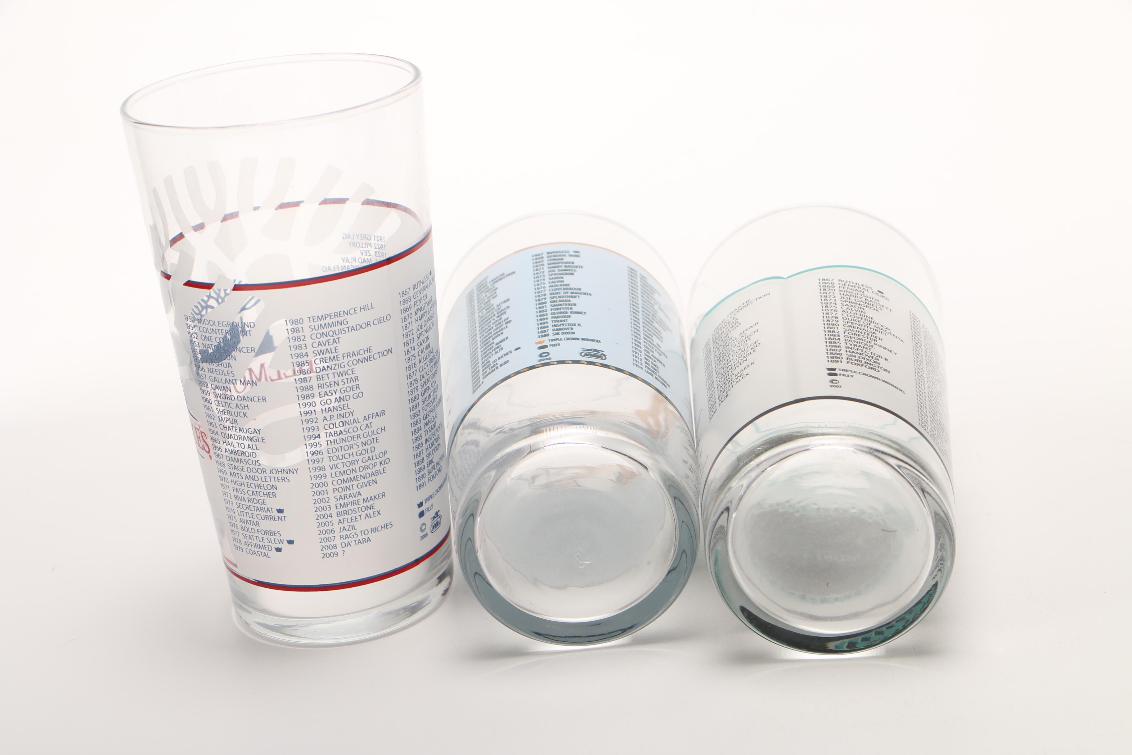 2000s Belmont Stakes Collectible Glasses